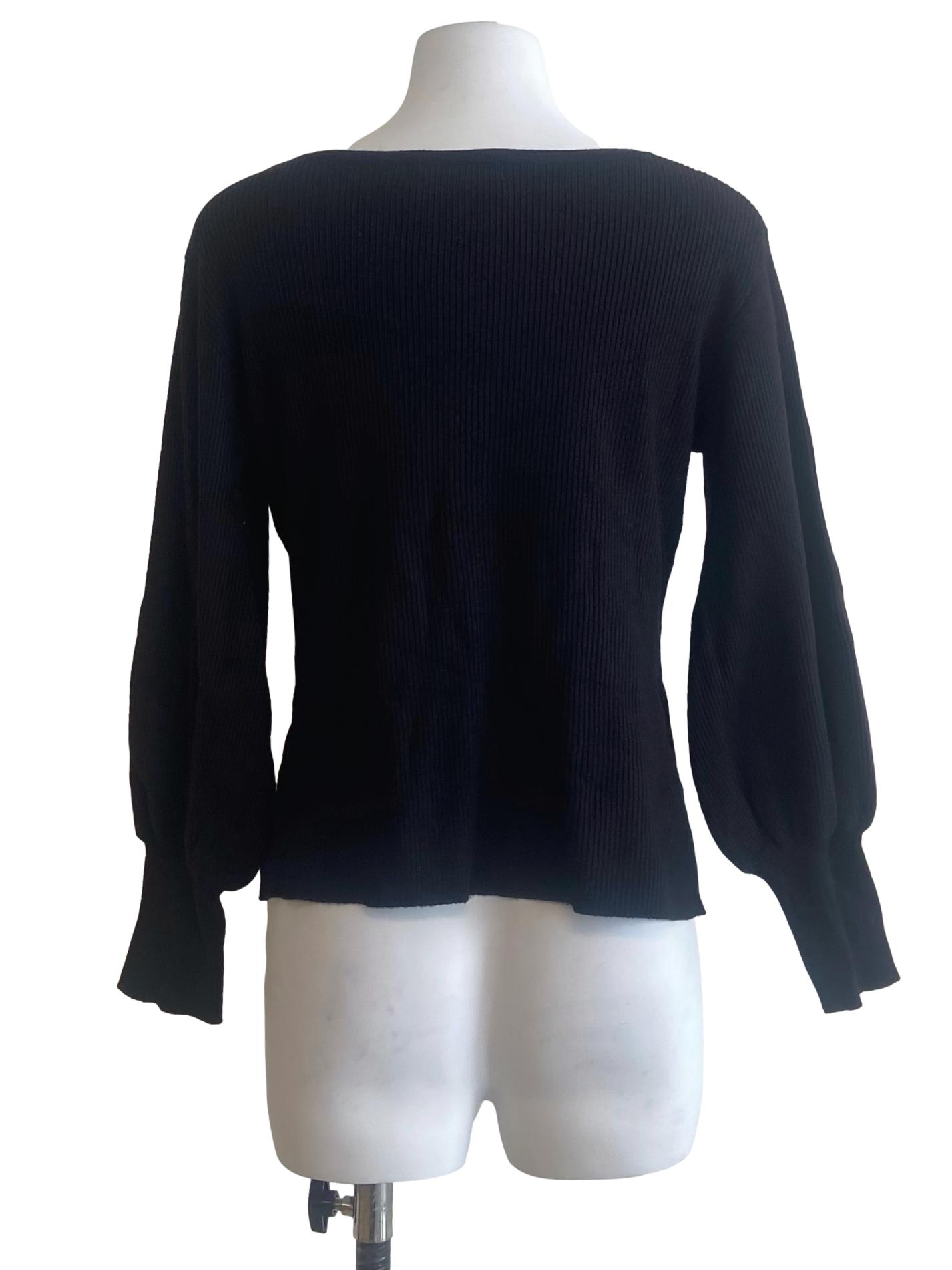 Black  Pencil Stripe Square Neck Blouse