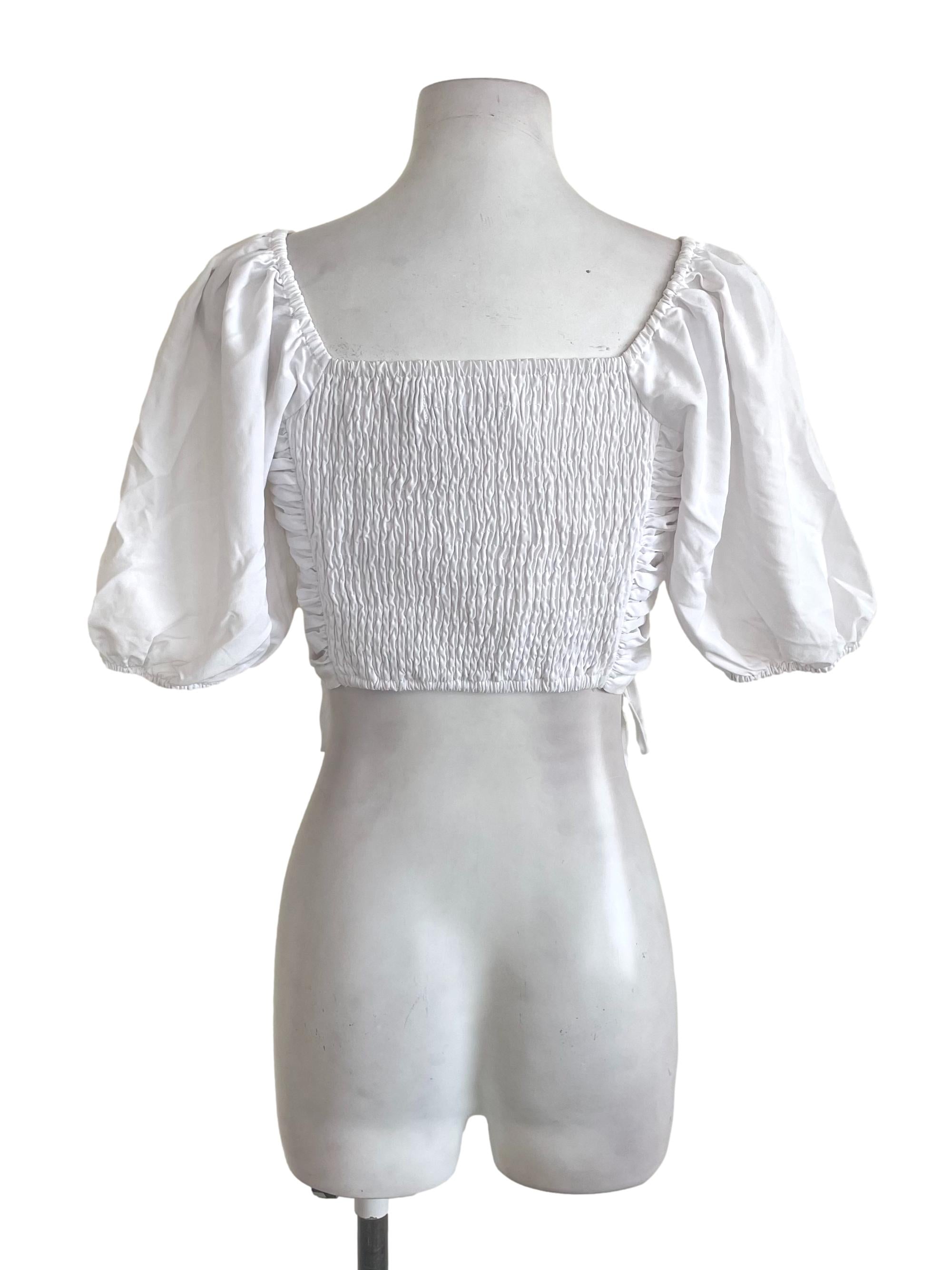 White Ruched Cropped Top