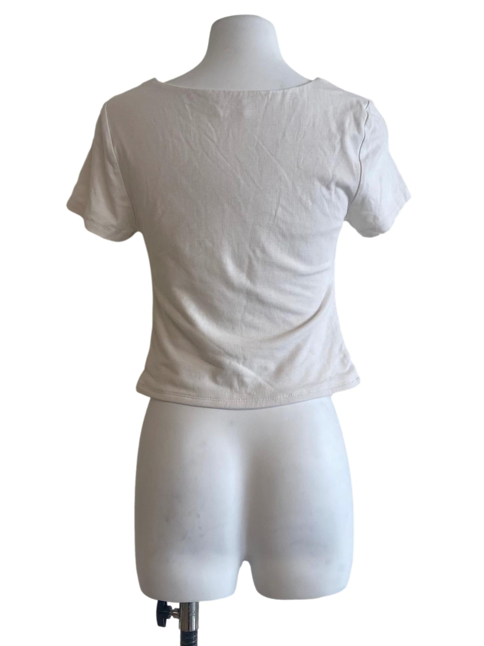 White Twill Square Neck Top