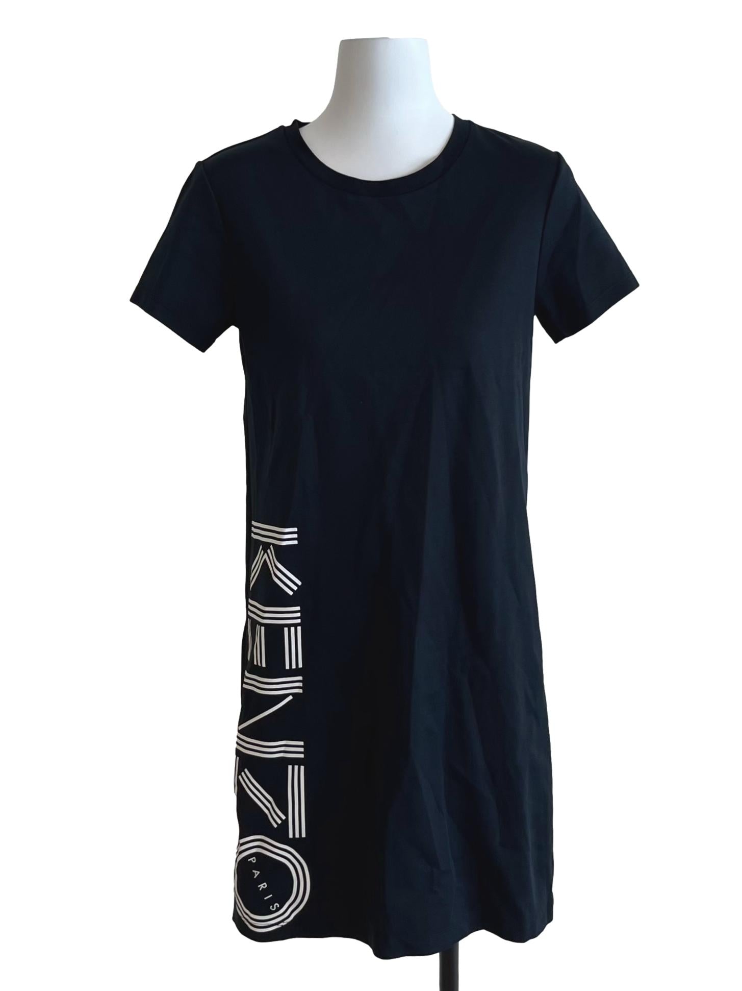 Black Printed Logo Tee Dress