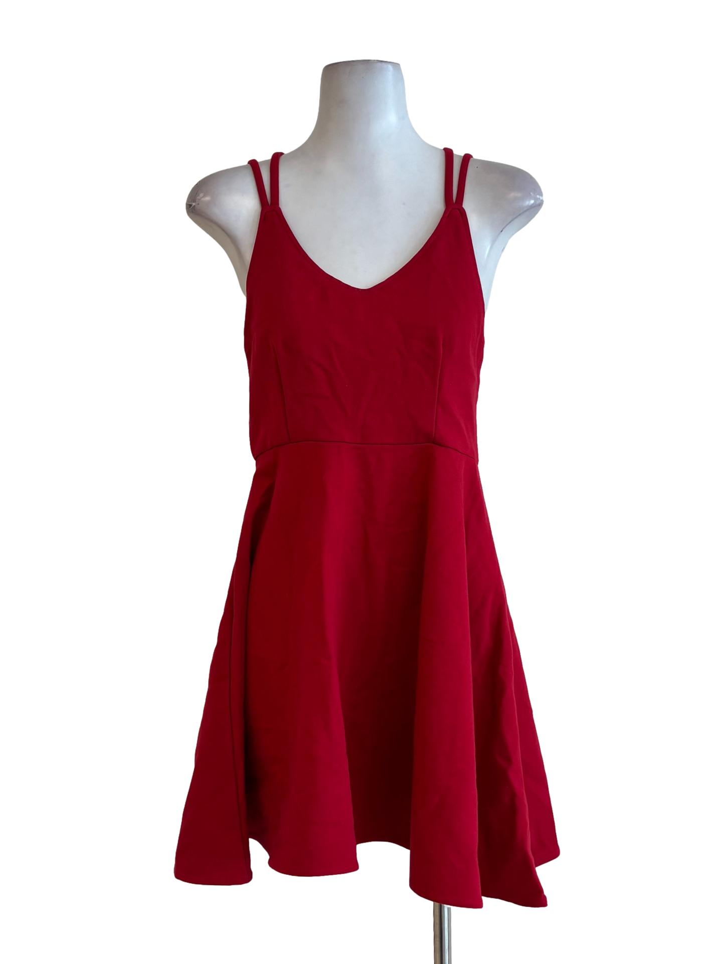 Red Scoop Neck Dress