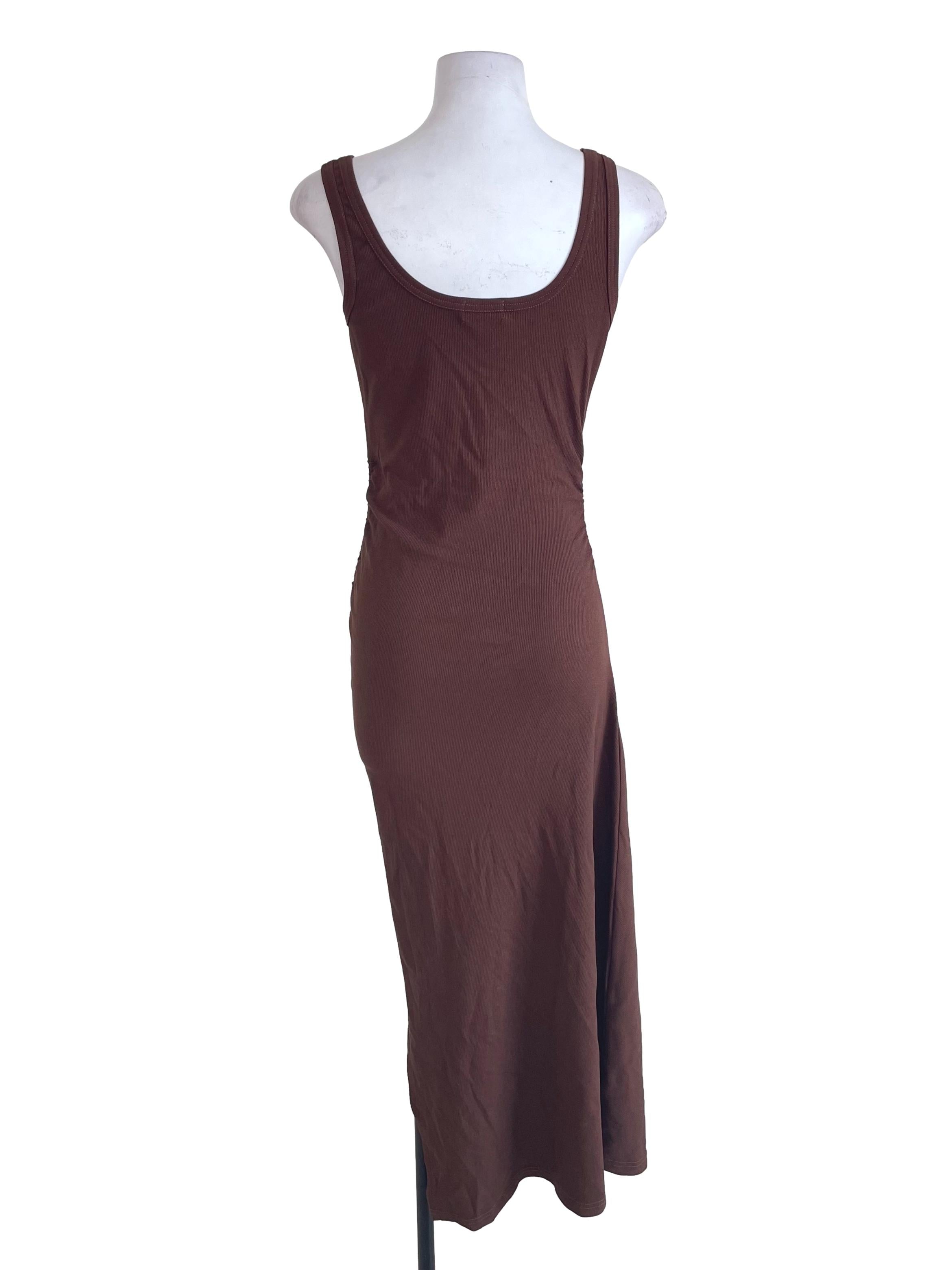 Tawny Brown Ruched Bodycon Dress