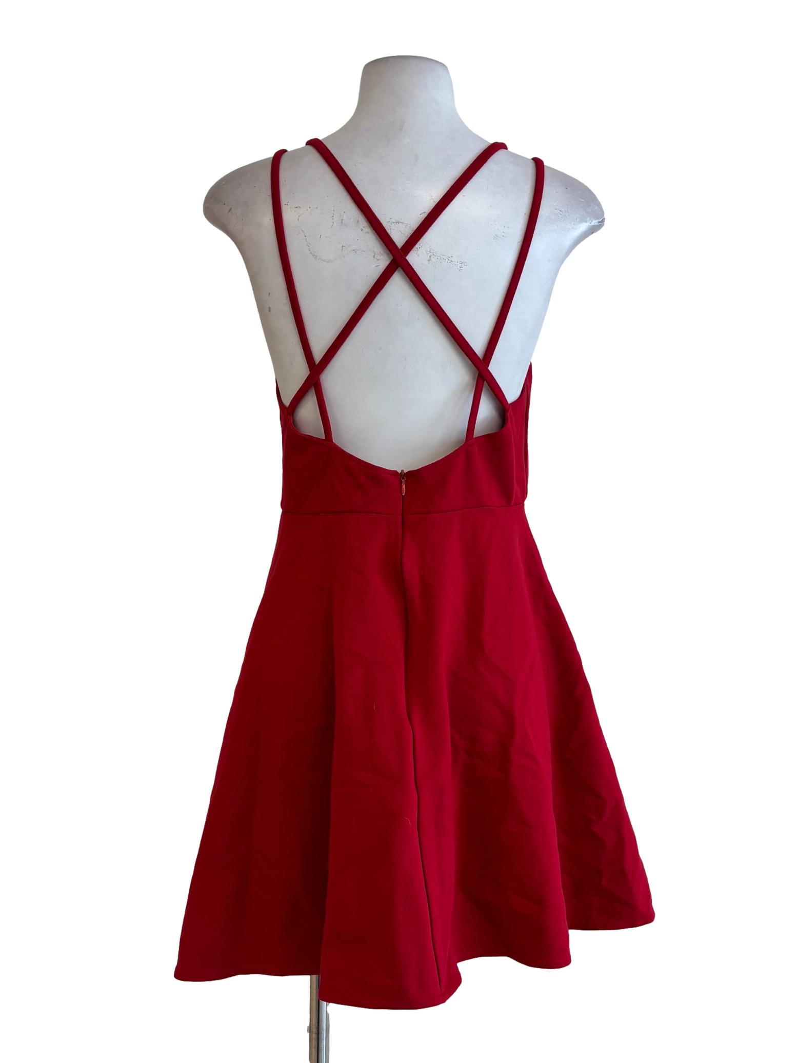 Red Scoop Neck Dress