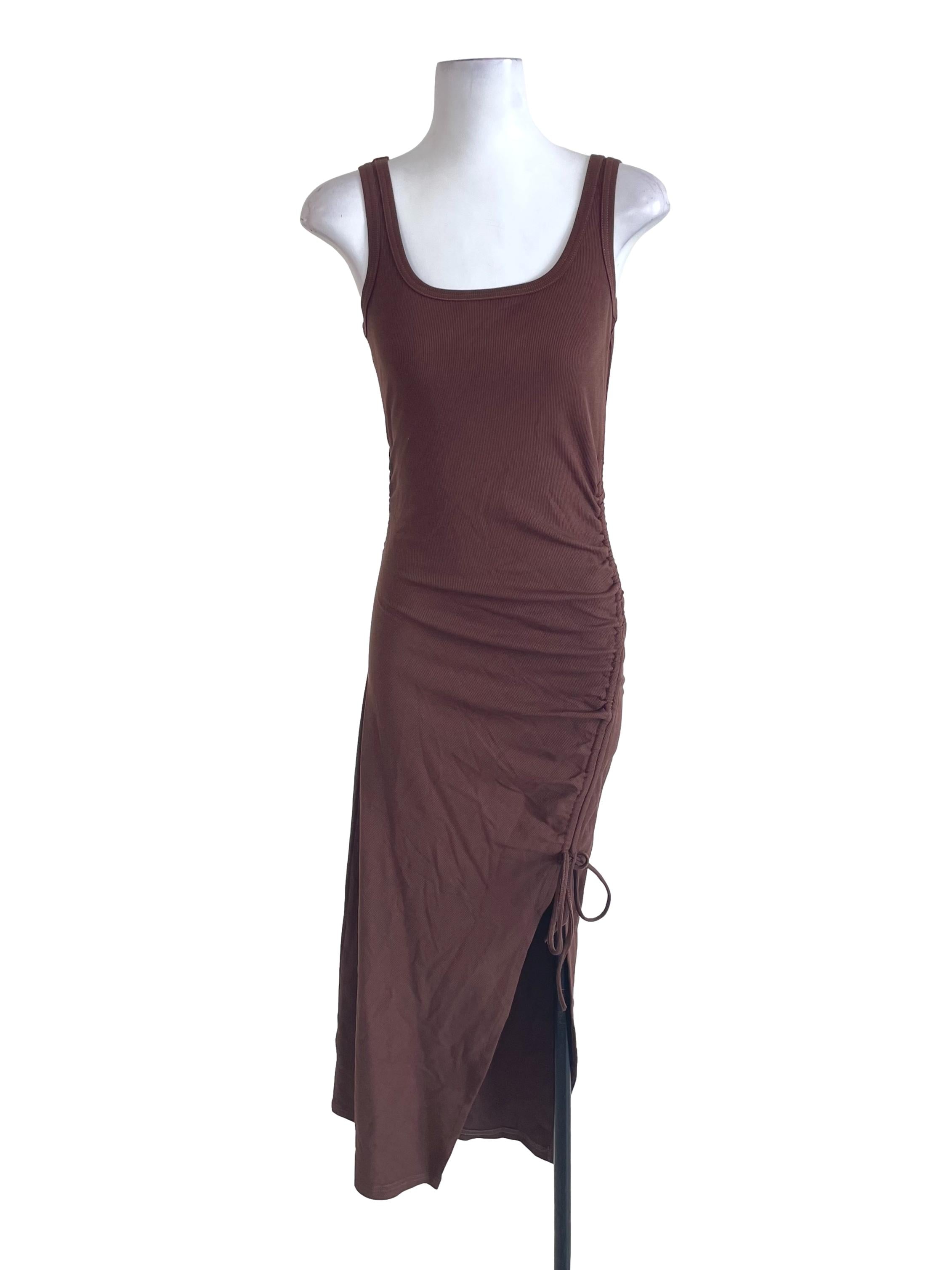 Tawny Brown Ruched Bodycon Dress