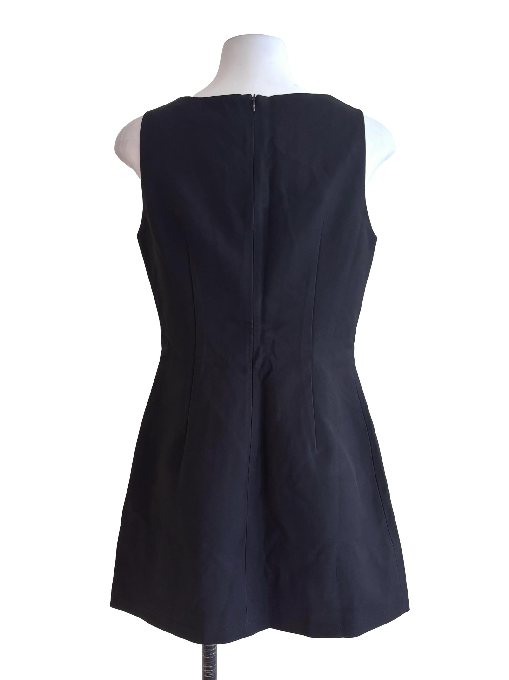 Jet Black Button Front Mini Dress