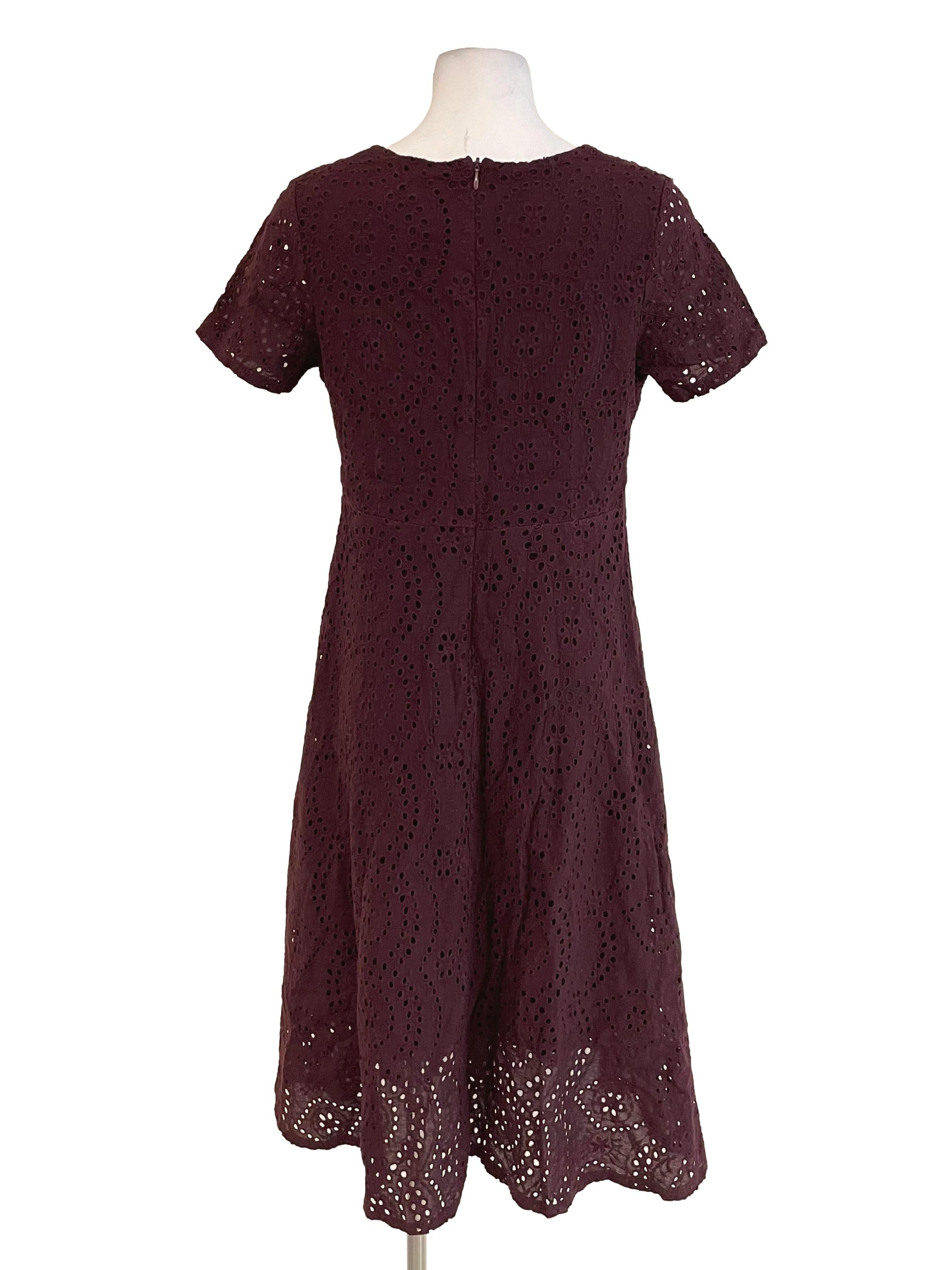Brunette Eyelet V Neck Dress