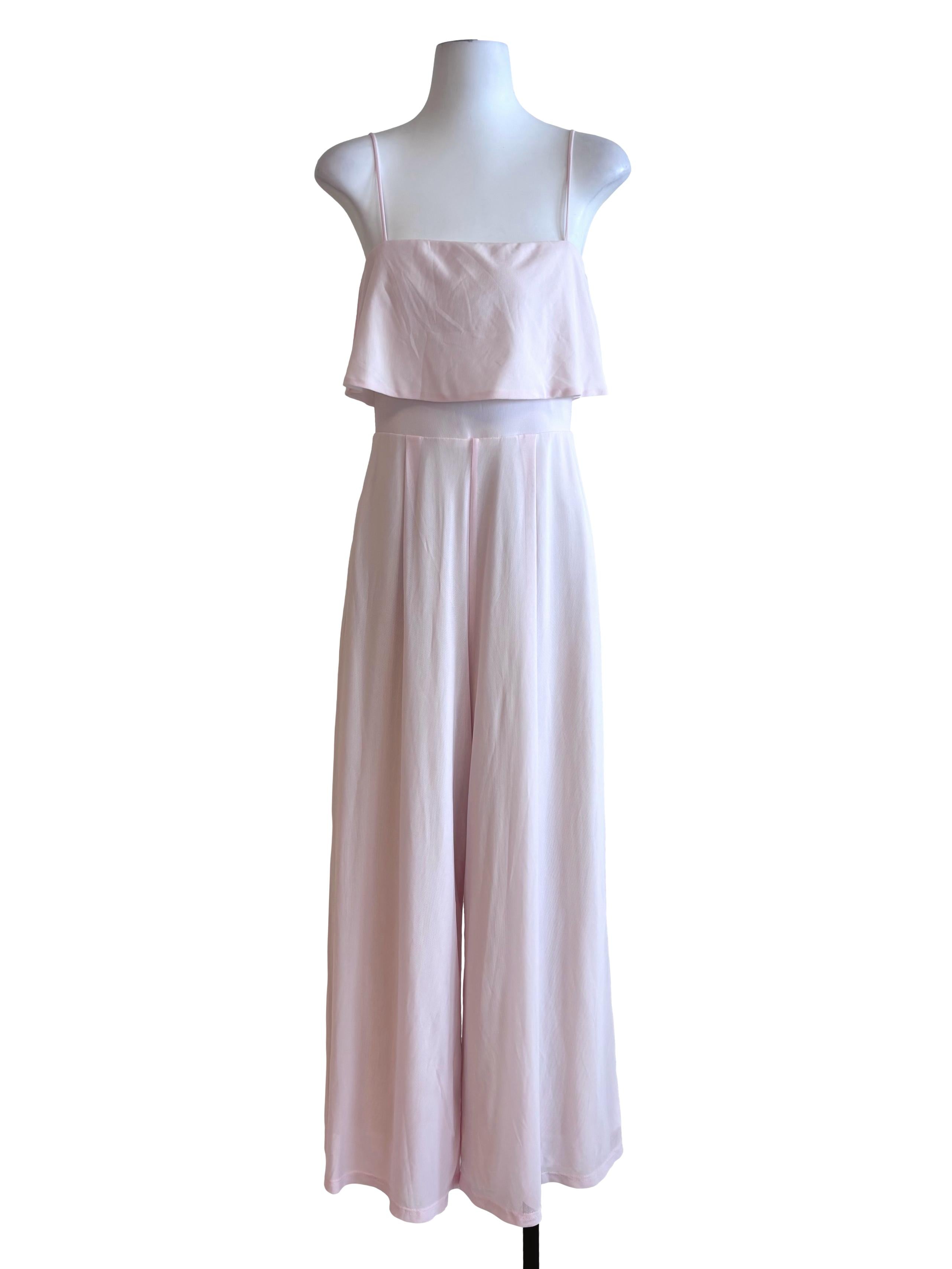 Light Pink Overlay Wide Jumpsuit