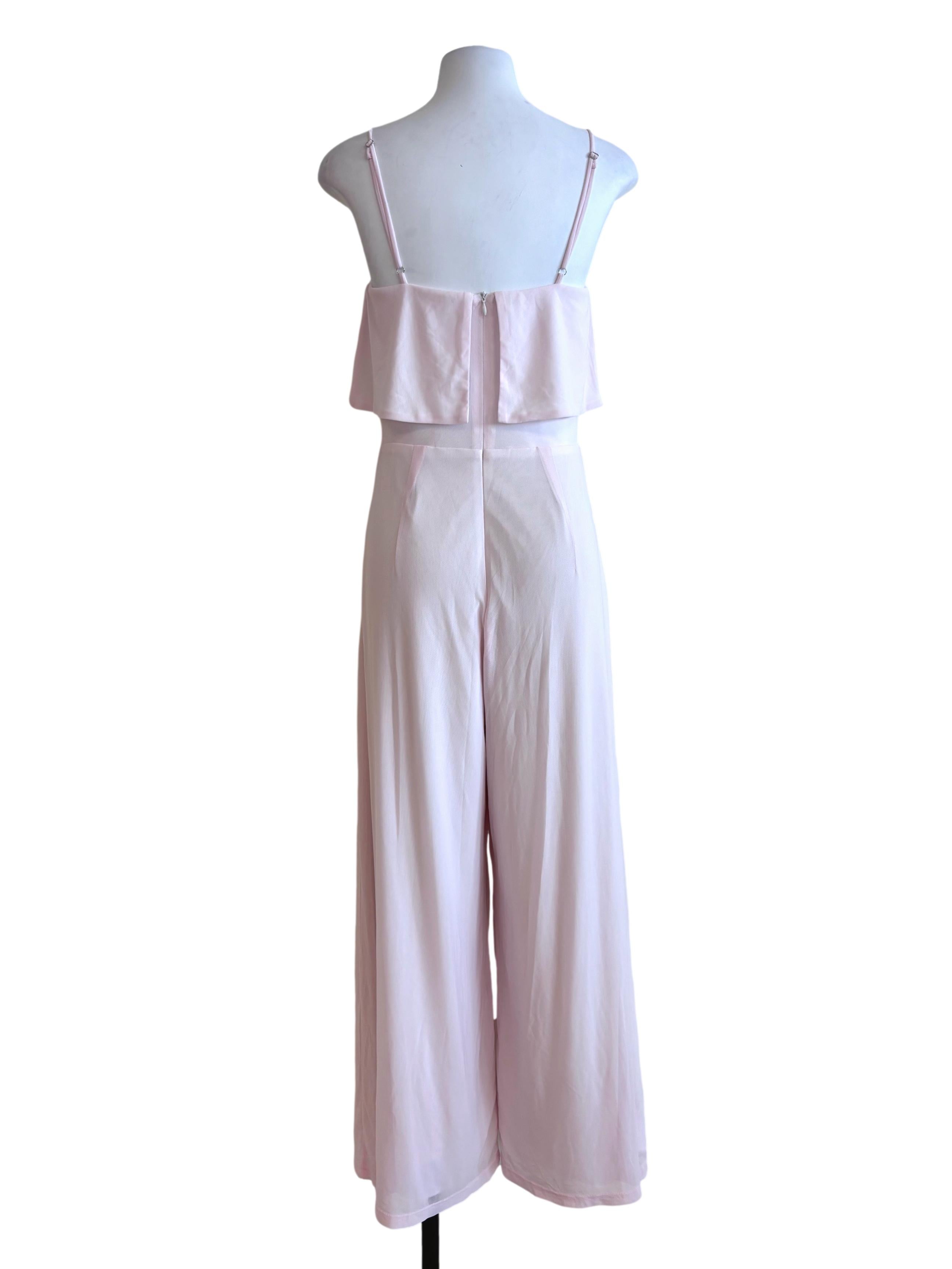 Light Pink Overlay Wide Jumpsuit