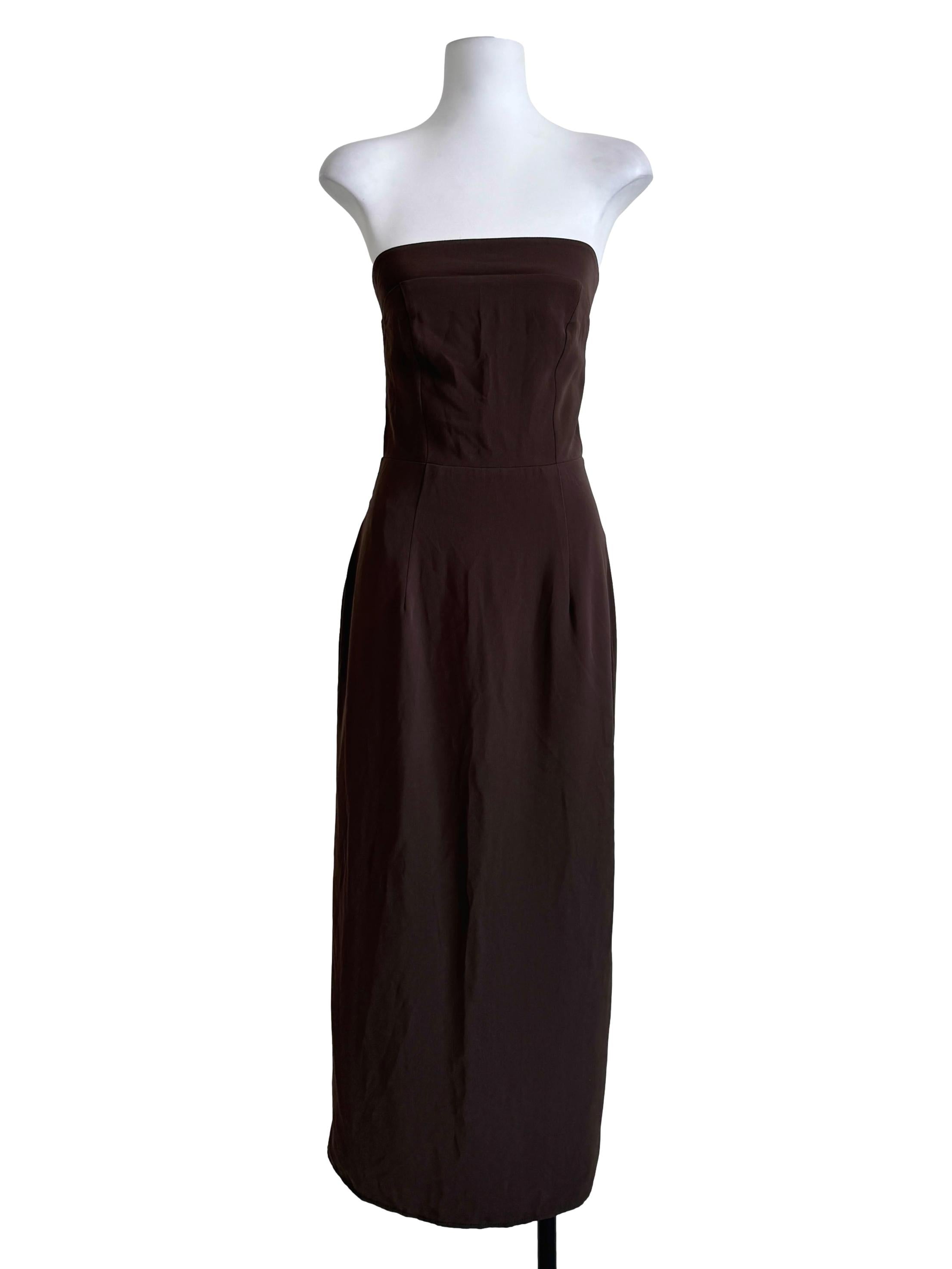 Pecan Brown Strapless Dress