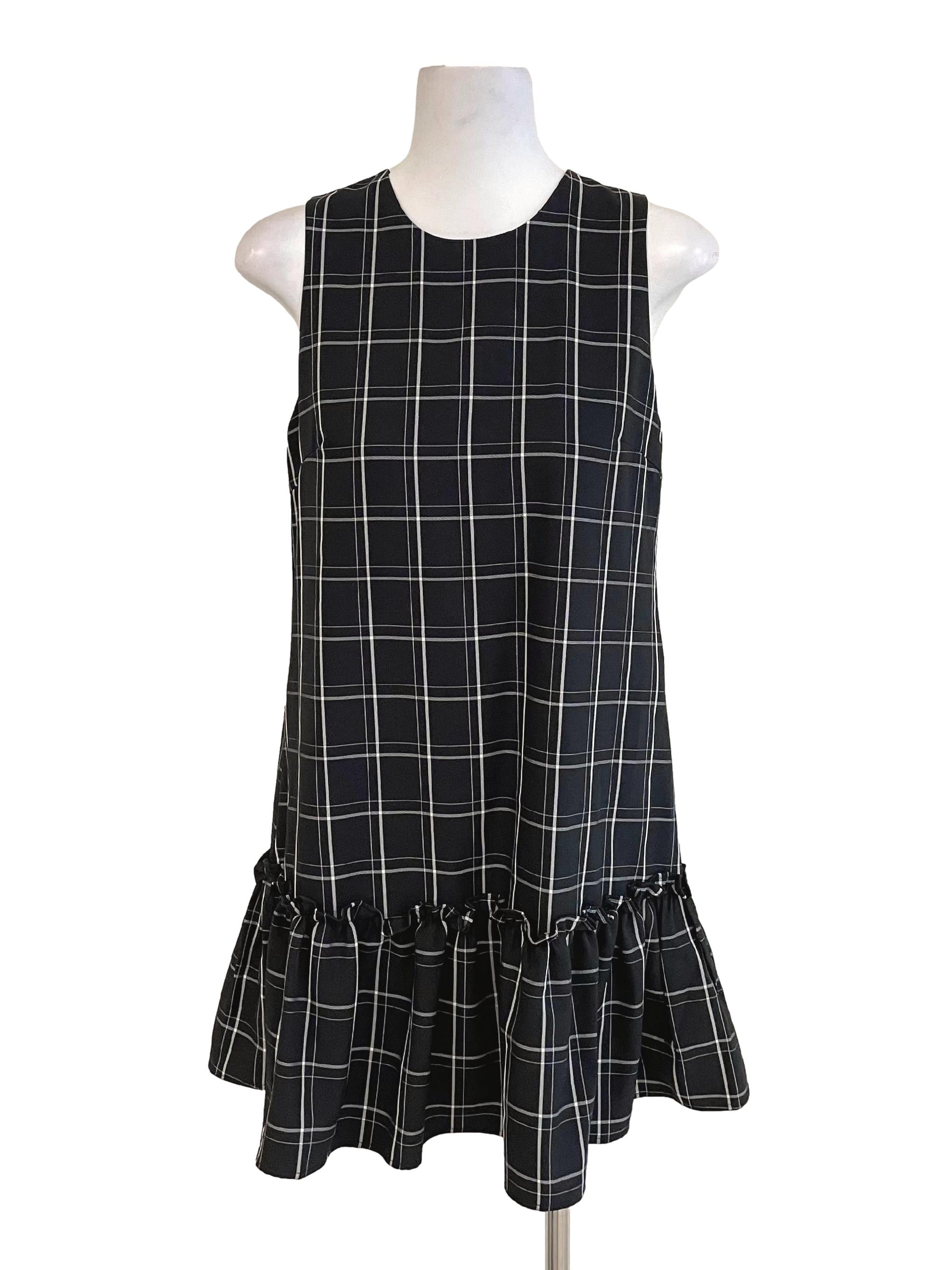 Pebble Grid Ruffle Dress