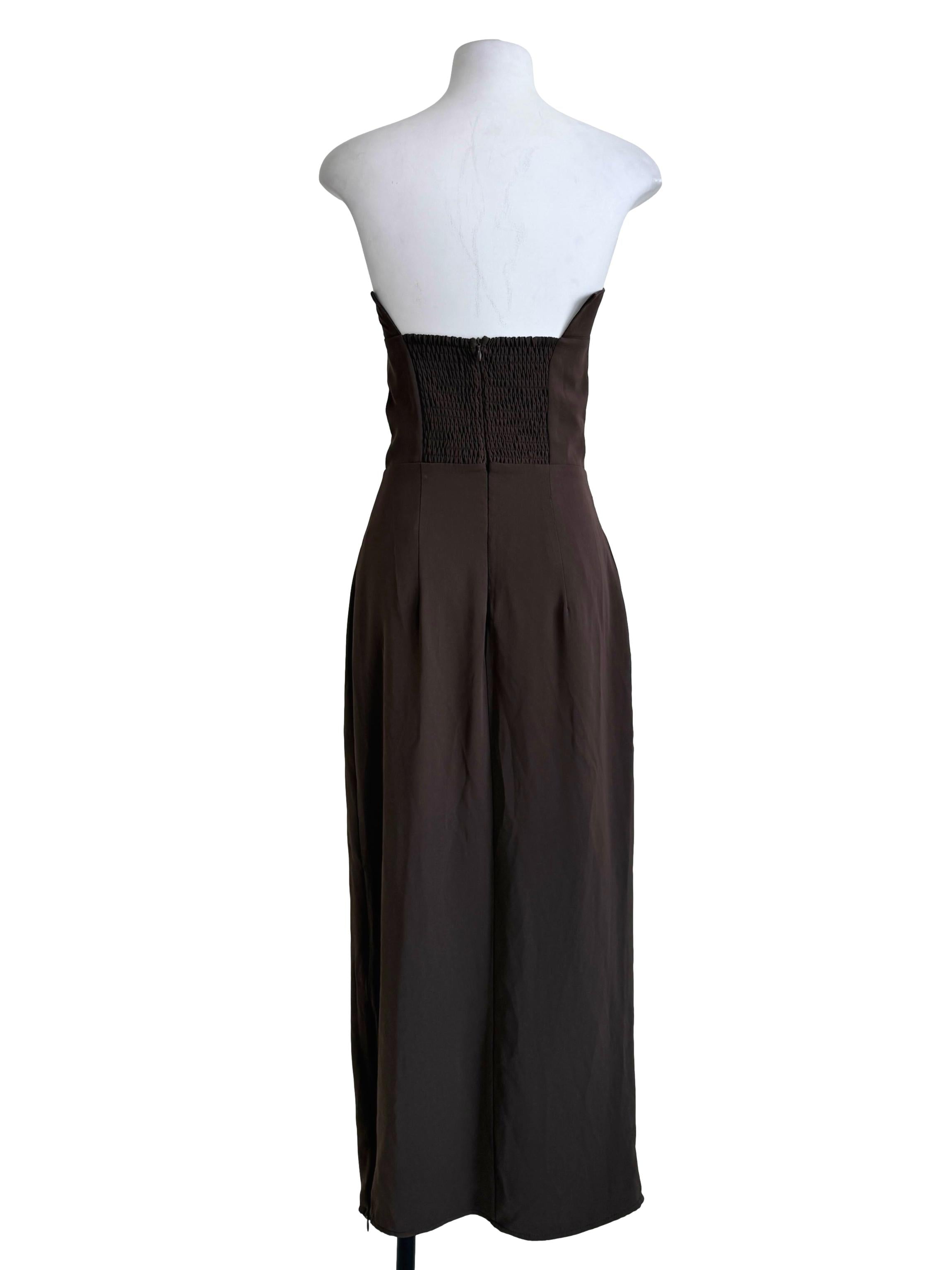 Pecan Brown Strapless Dress