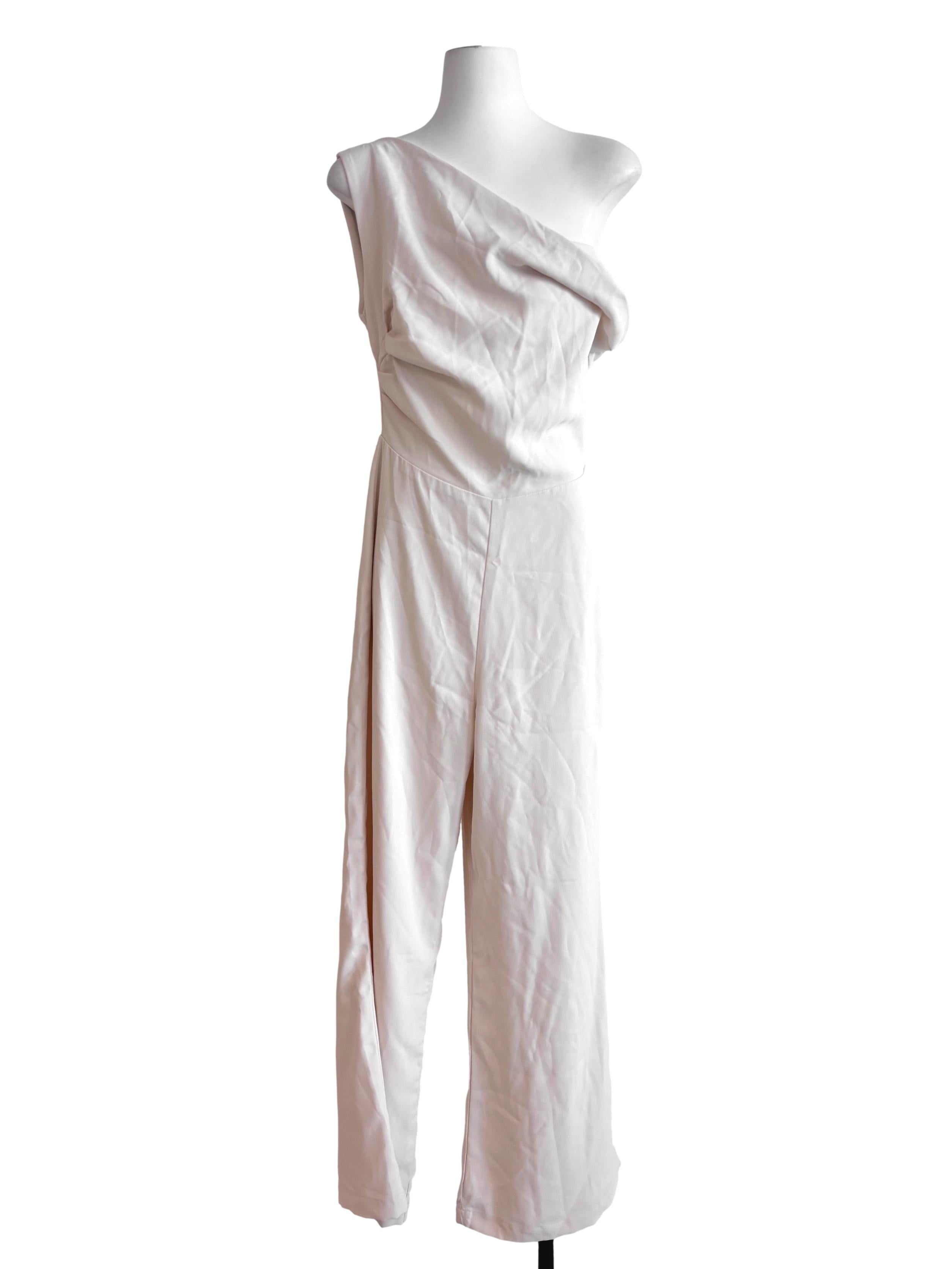 Light Beige Asymmetric Neckline Jumpsuit