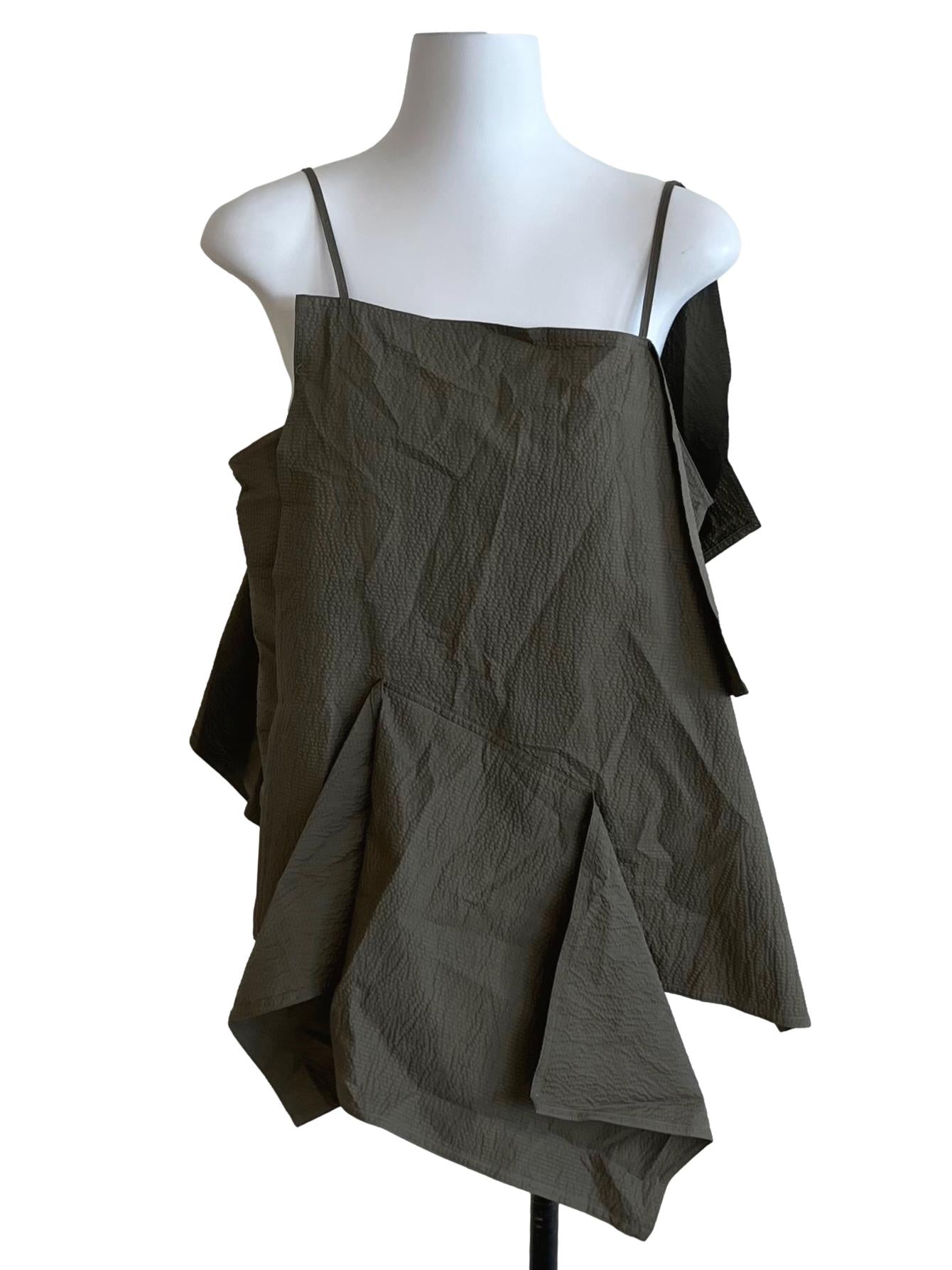 Coffee Square Neckline Sleeveless Top