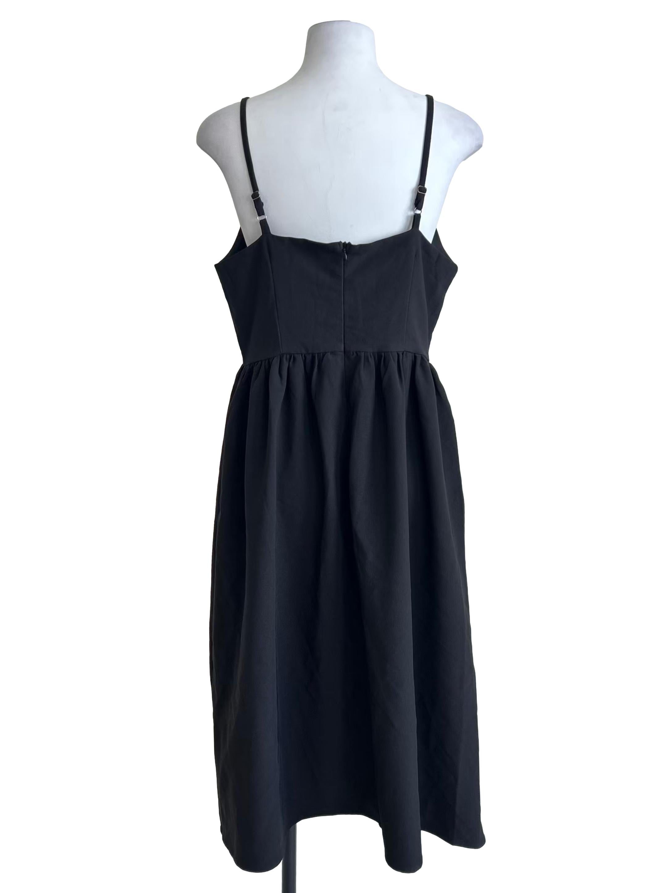 Black Spaghetti Strap A-Line Dress