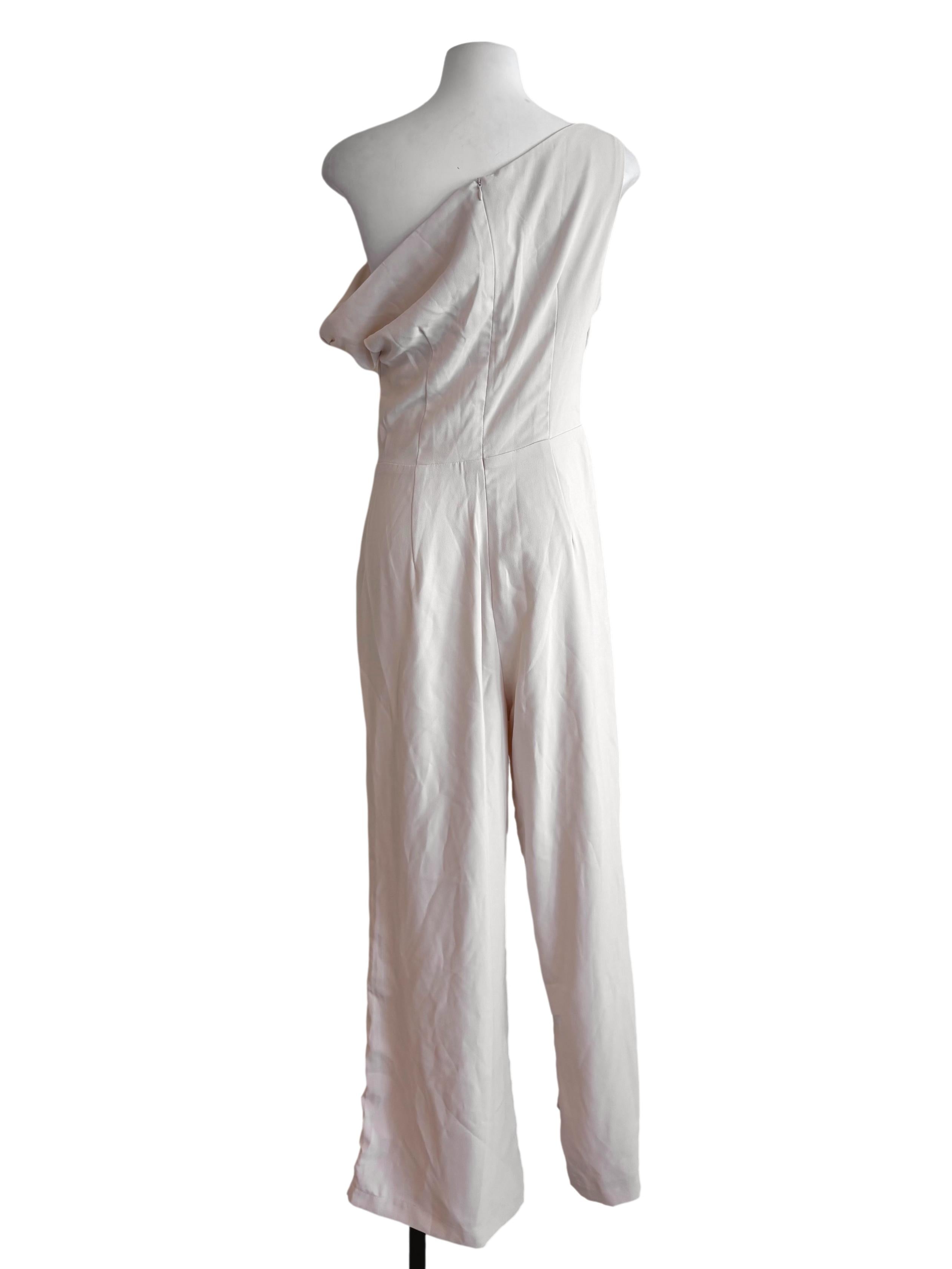 Light Beige Asymmetric Neckline Jumpsuit