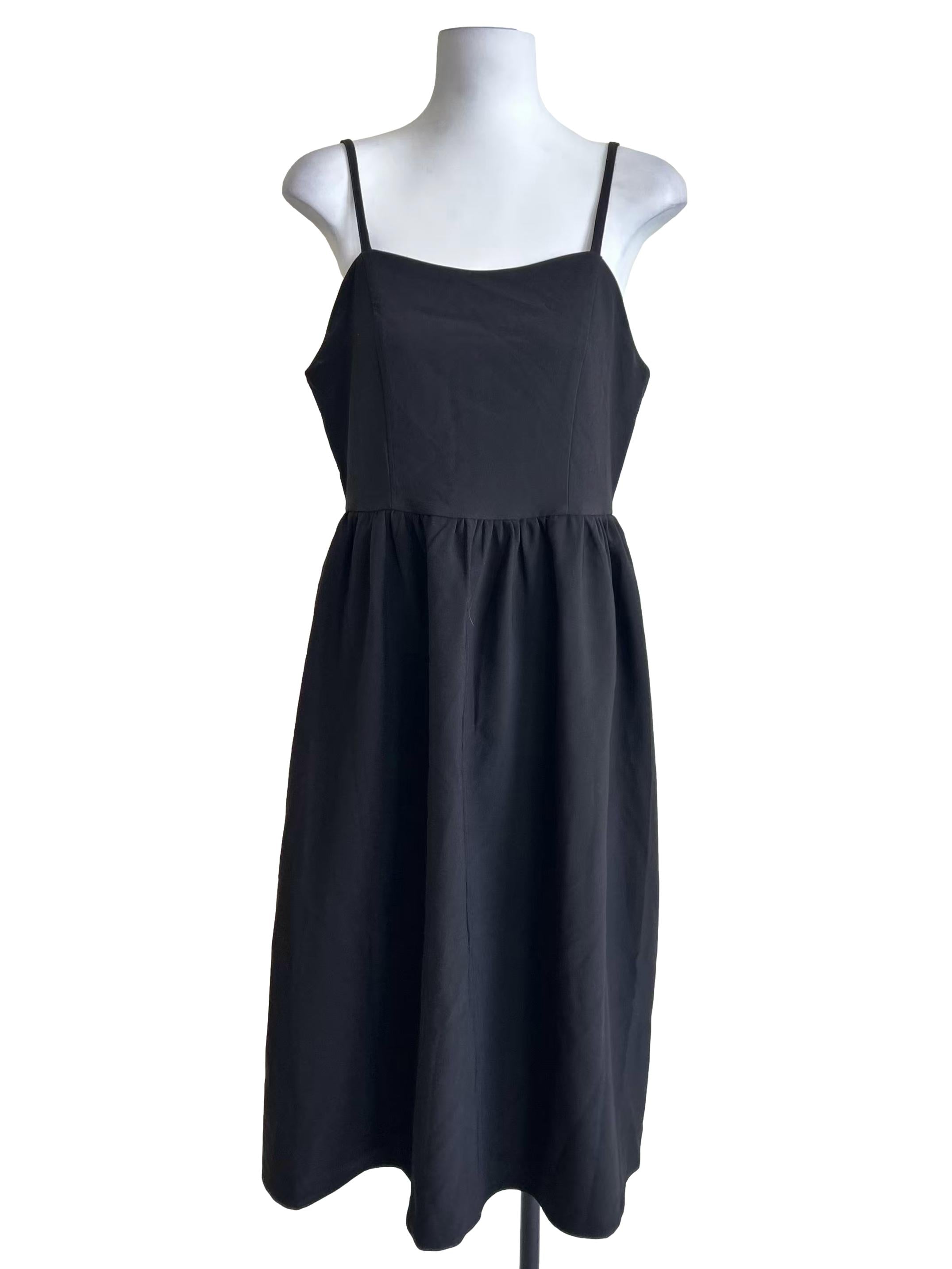 Black Spaghetti Strap A-Line Dress