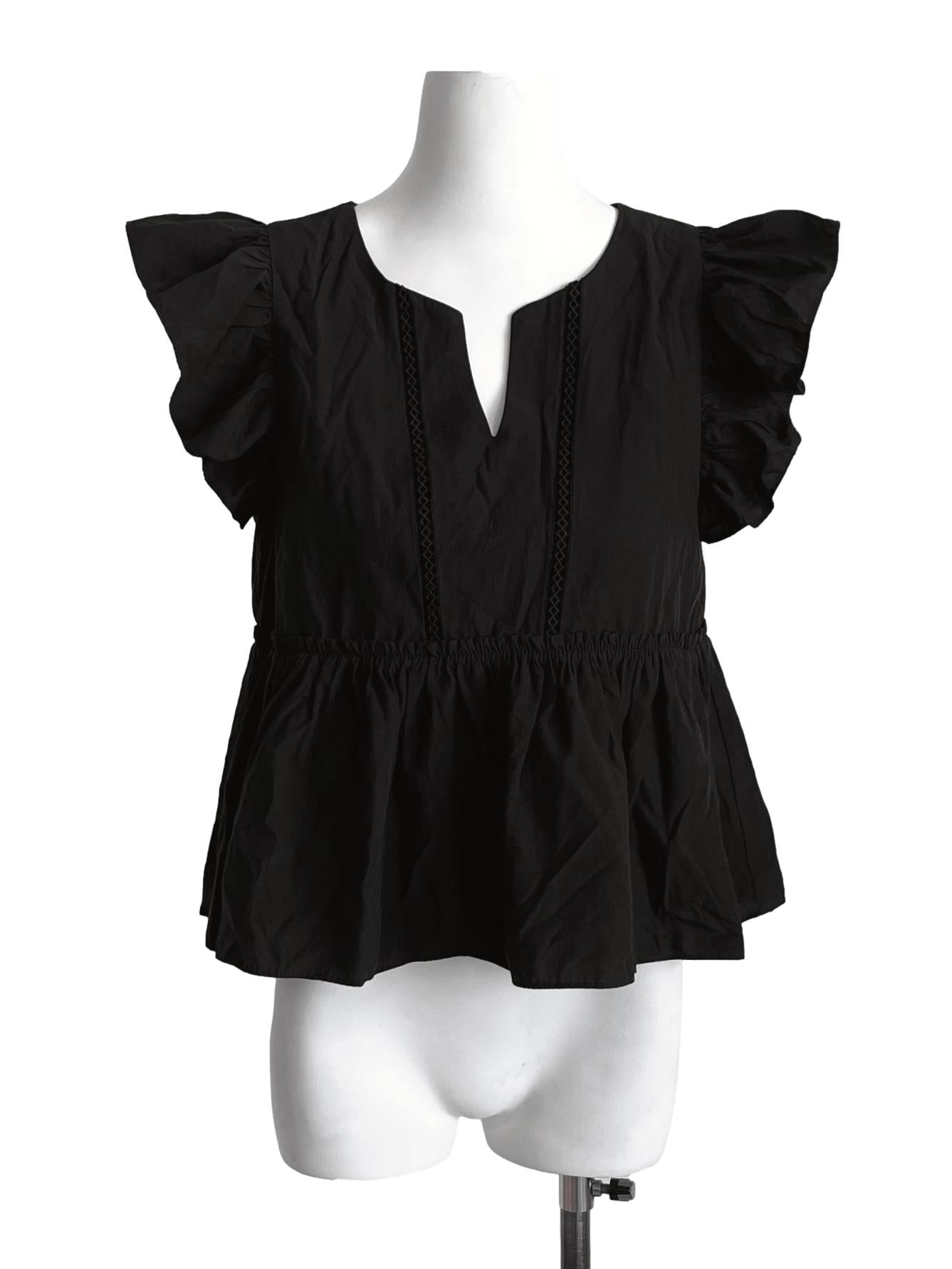 Onyx Black Ruffle Sleeve Blouse TCL