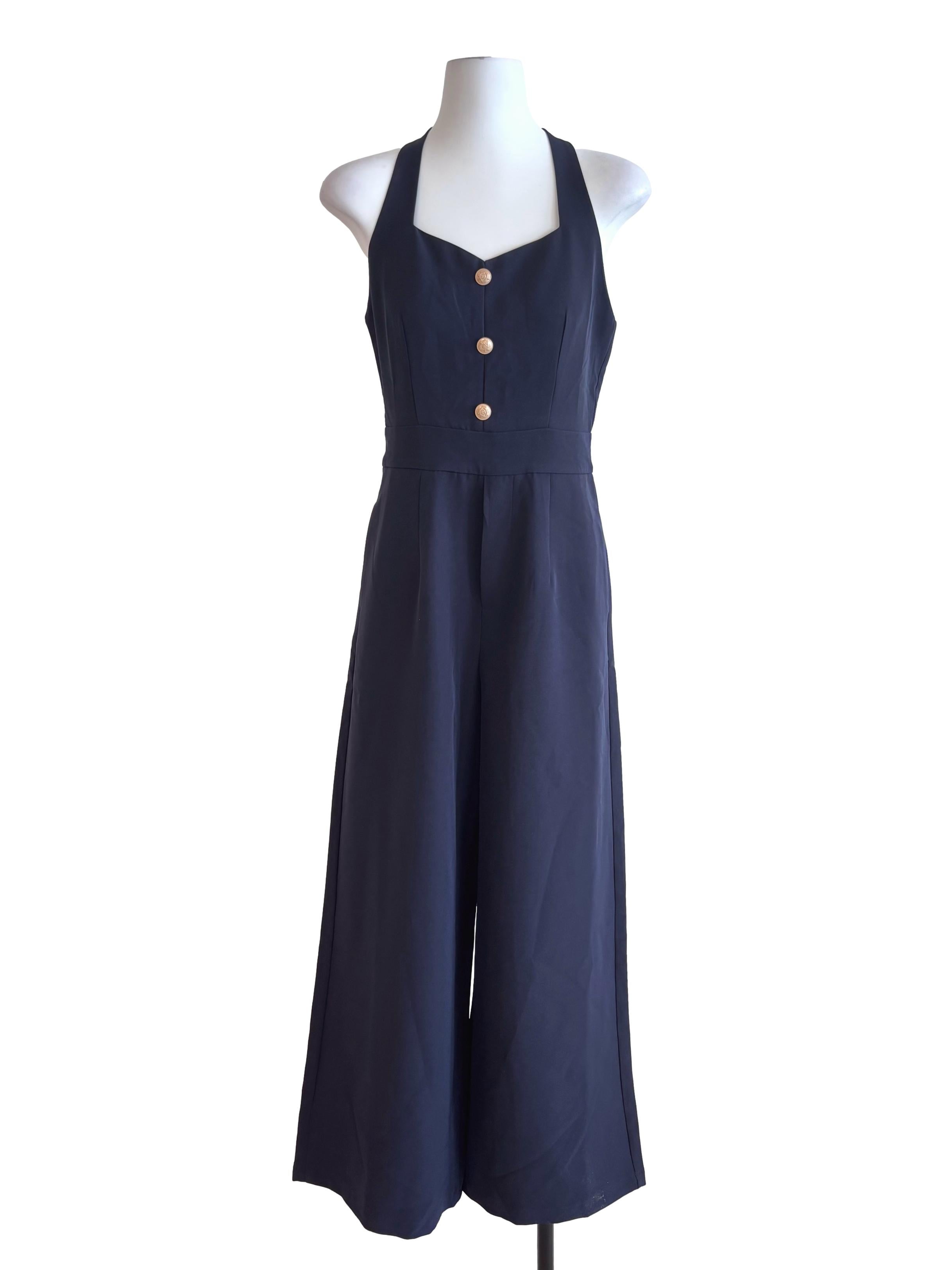 Navy Blue Halter Jumpsuit