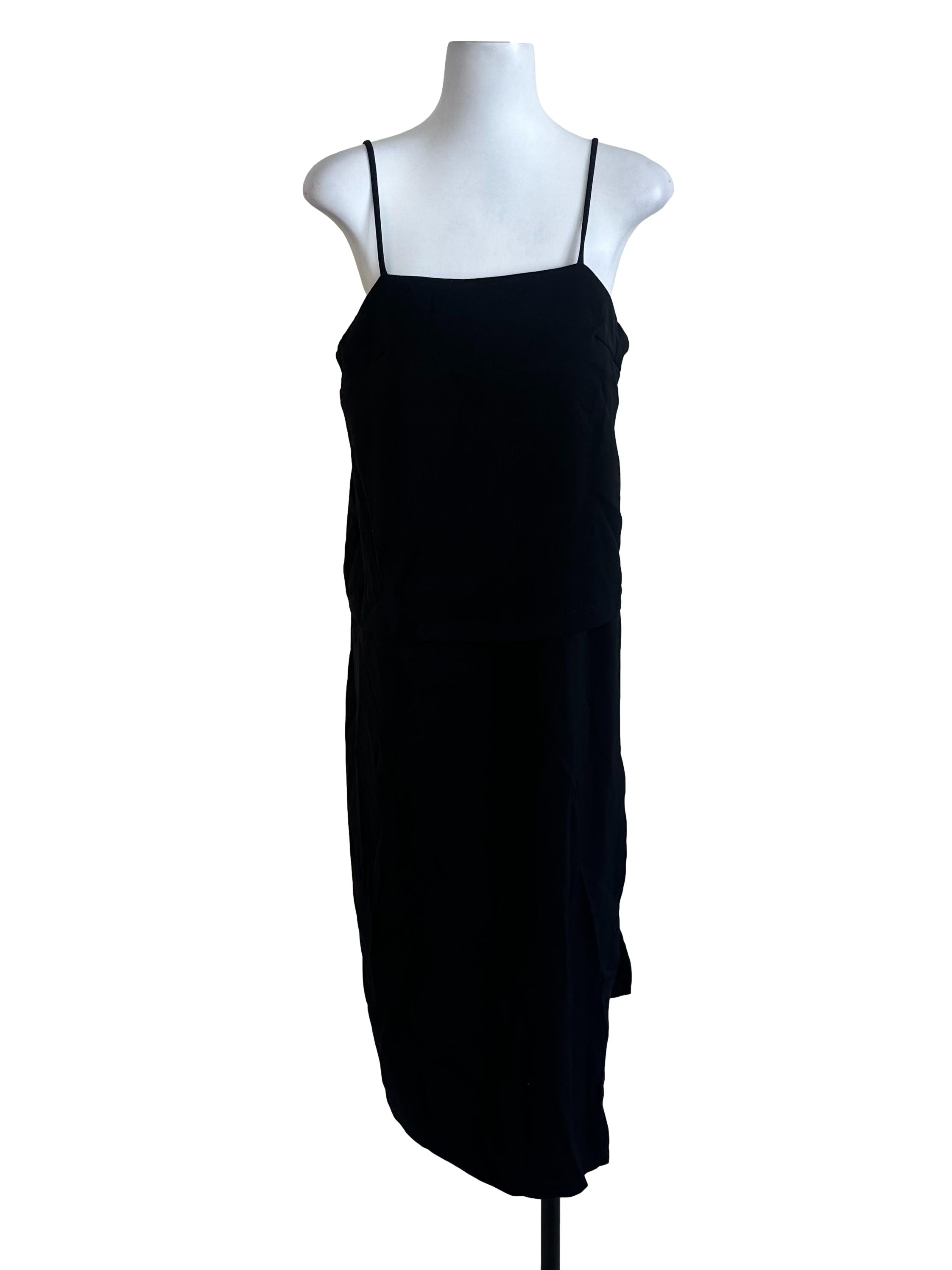 Black Plain Spaghetti Strap Dress TEM