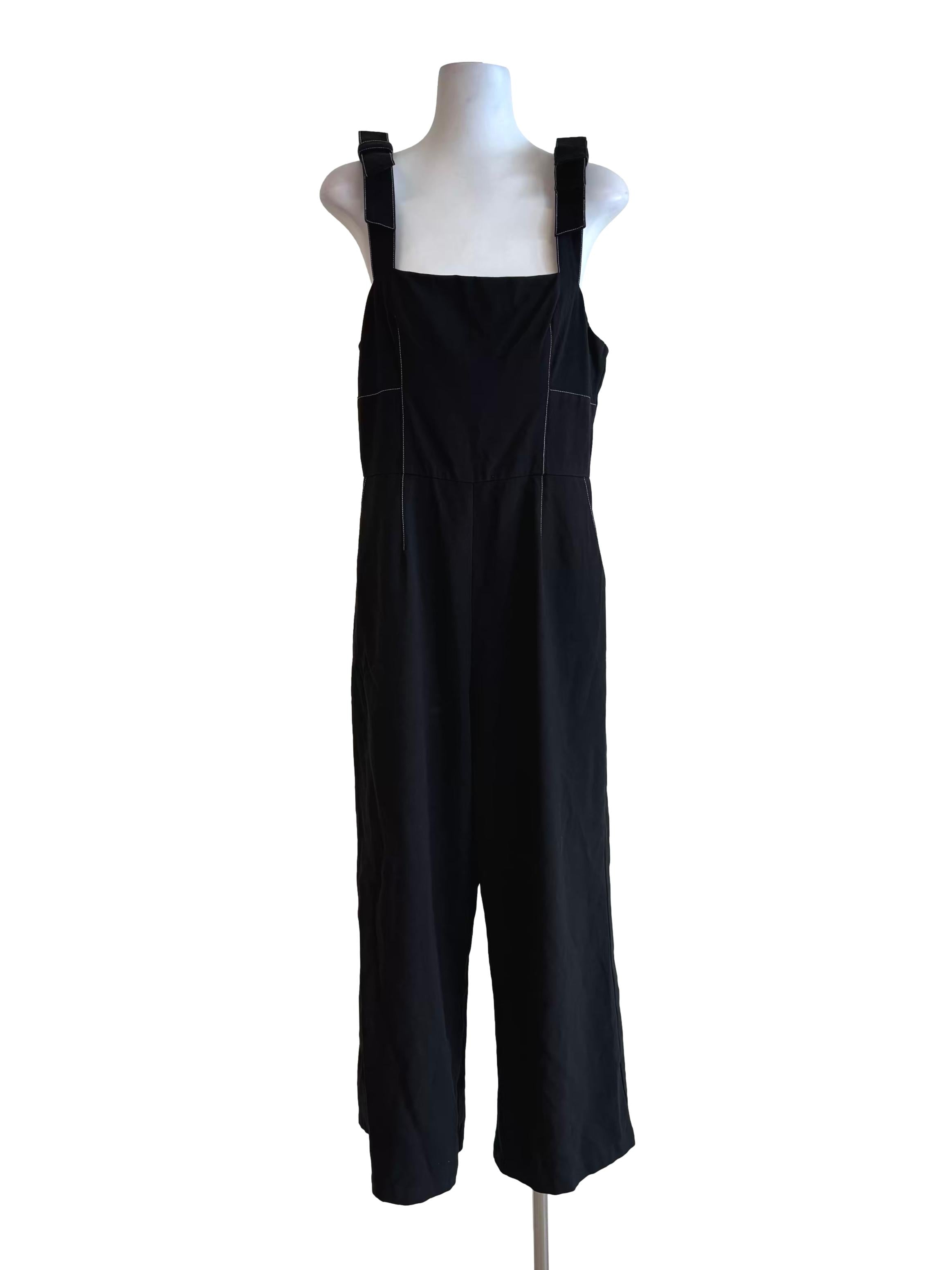 Black Cotton Sleeveless Jumpsuit