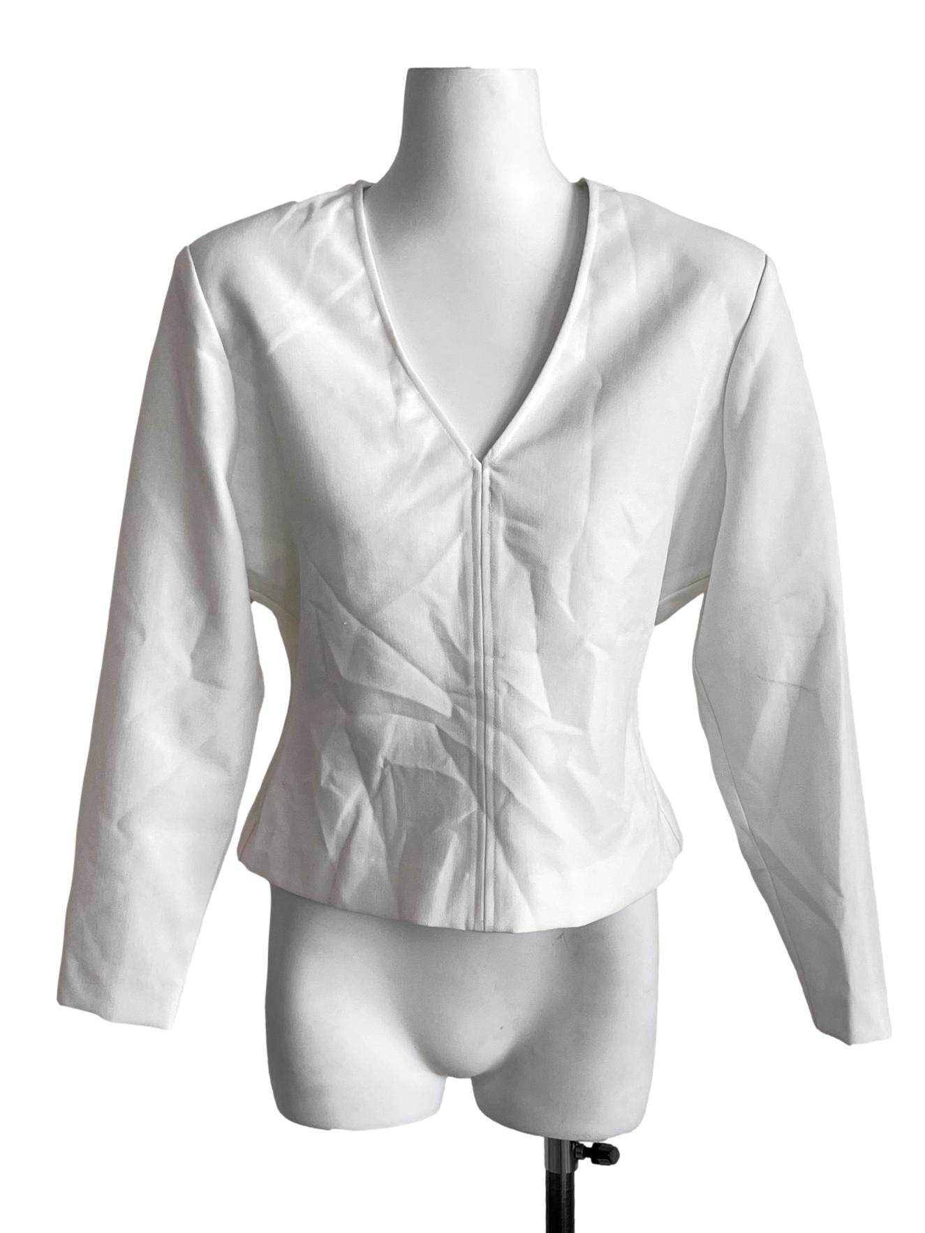Ivory White V-Neck Elegant Blouse LB