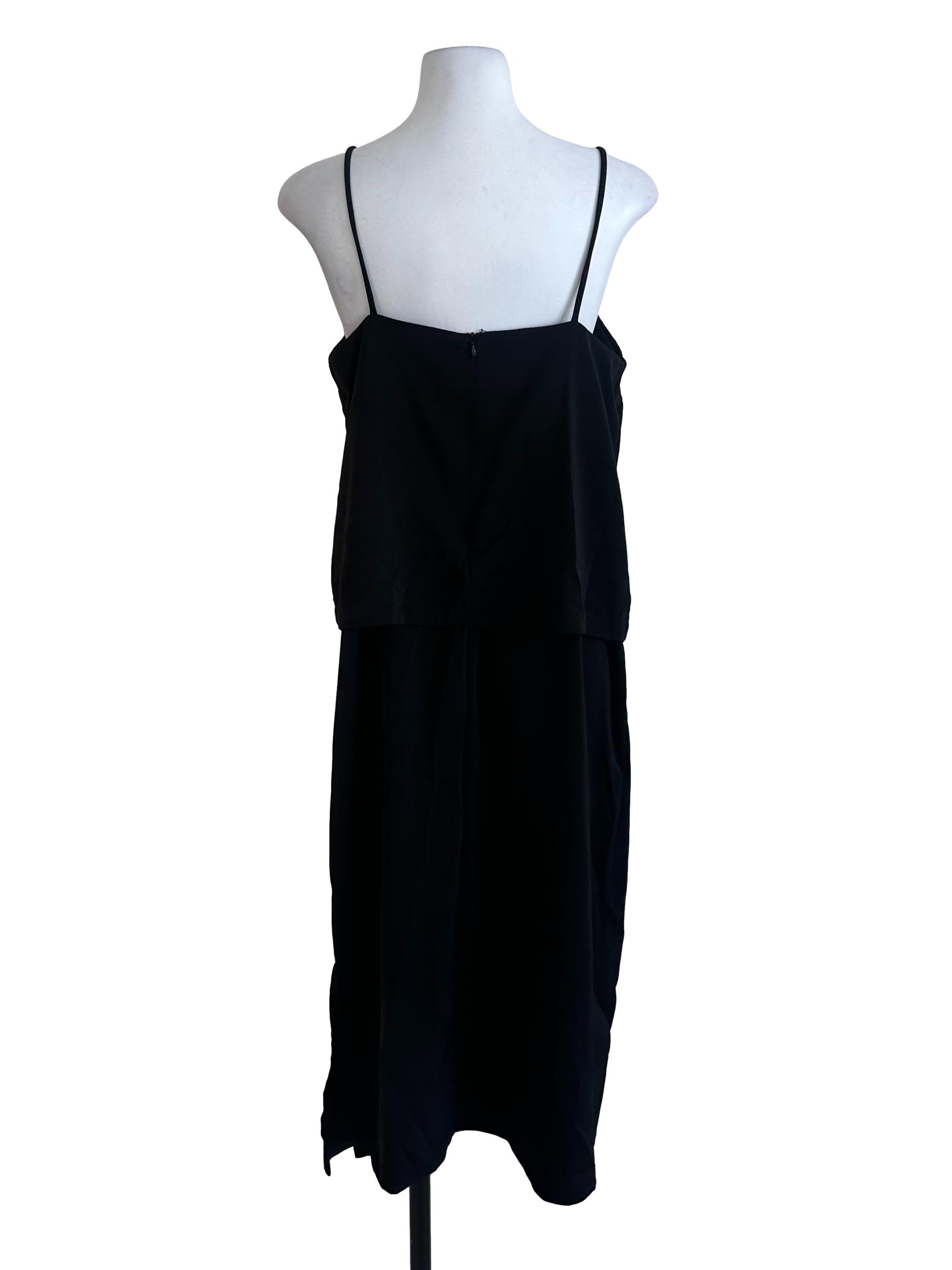 Black Plain Spaghetti Strap Dress TEM