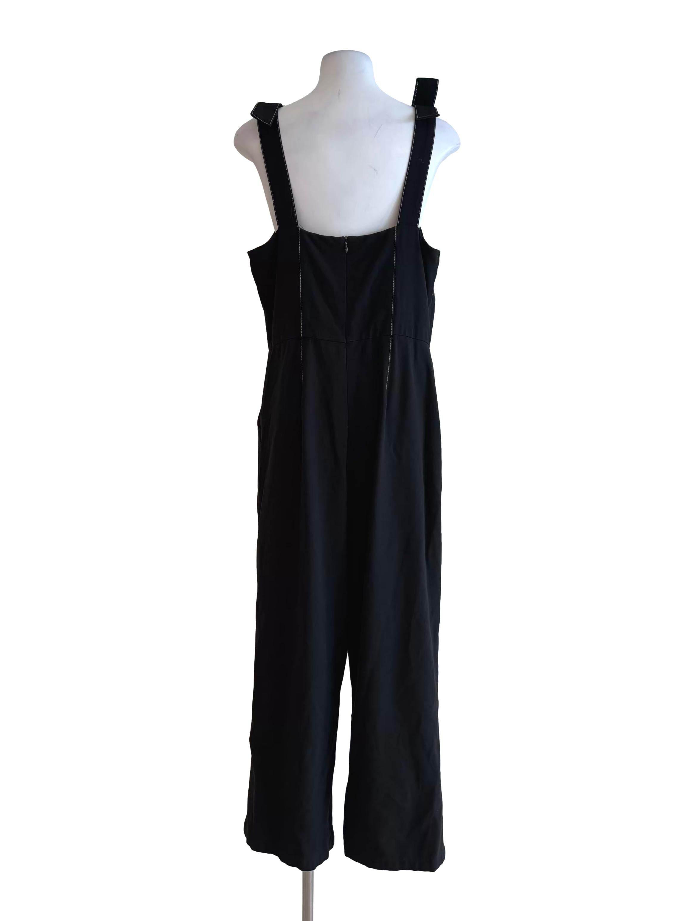 Black Cotton Sleeveless Jumpsuit