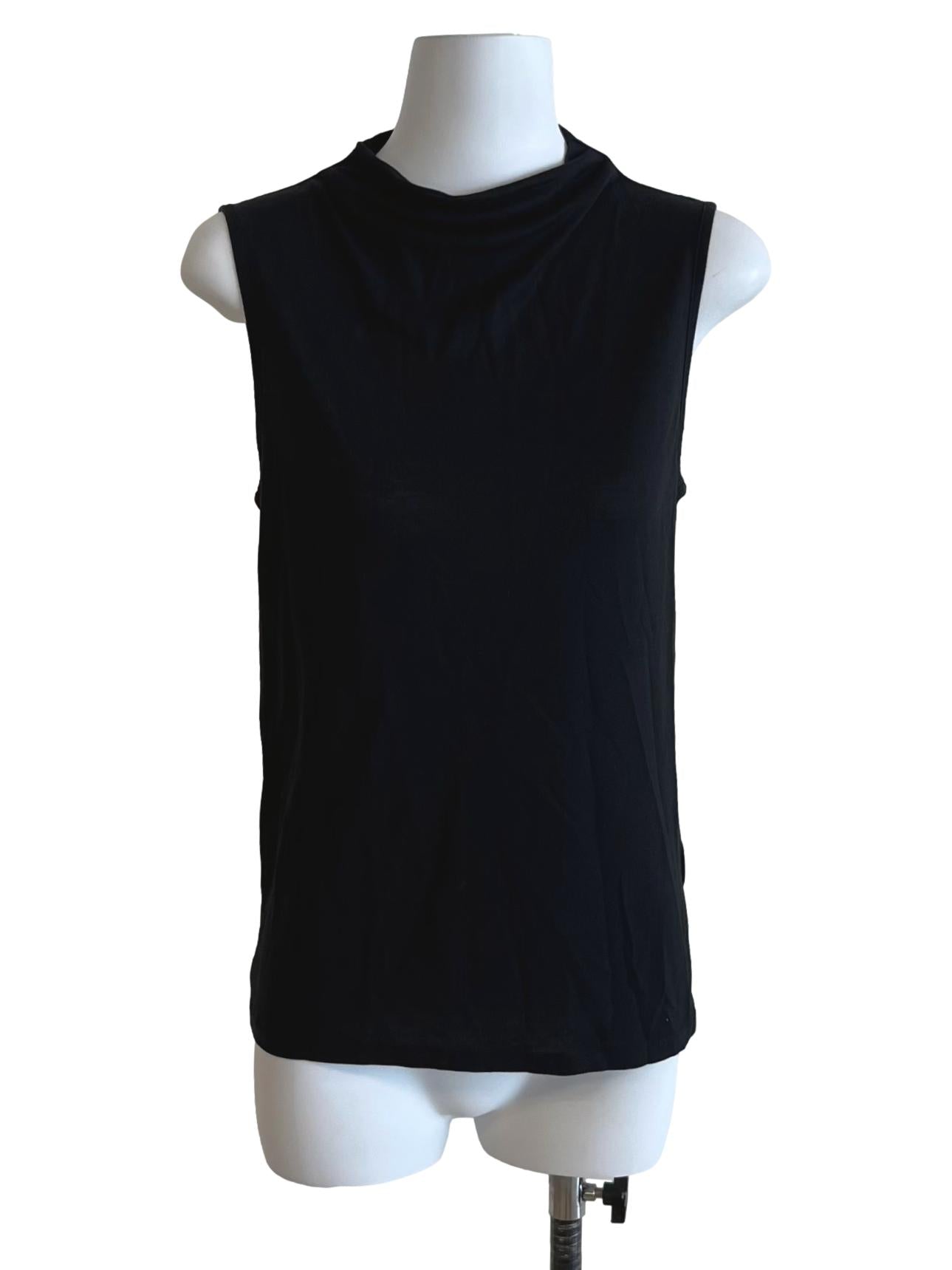 Black Turtleneck Sleeveless Top