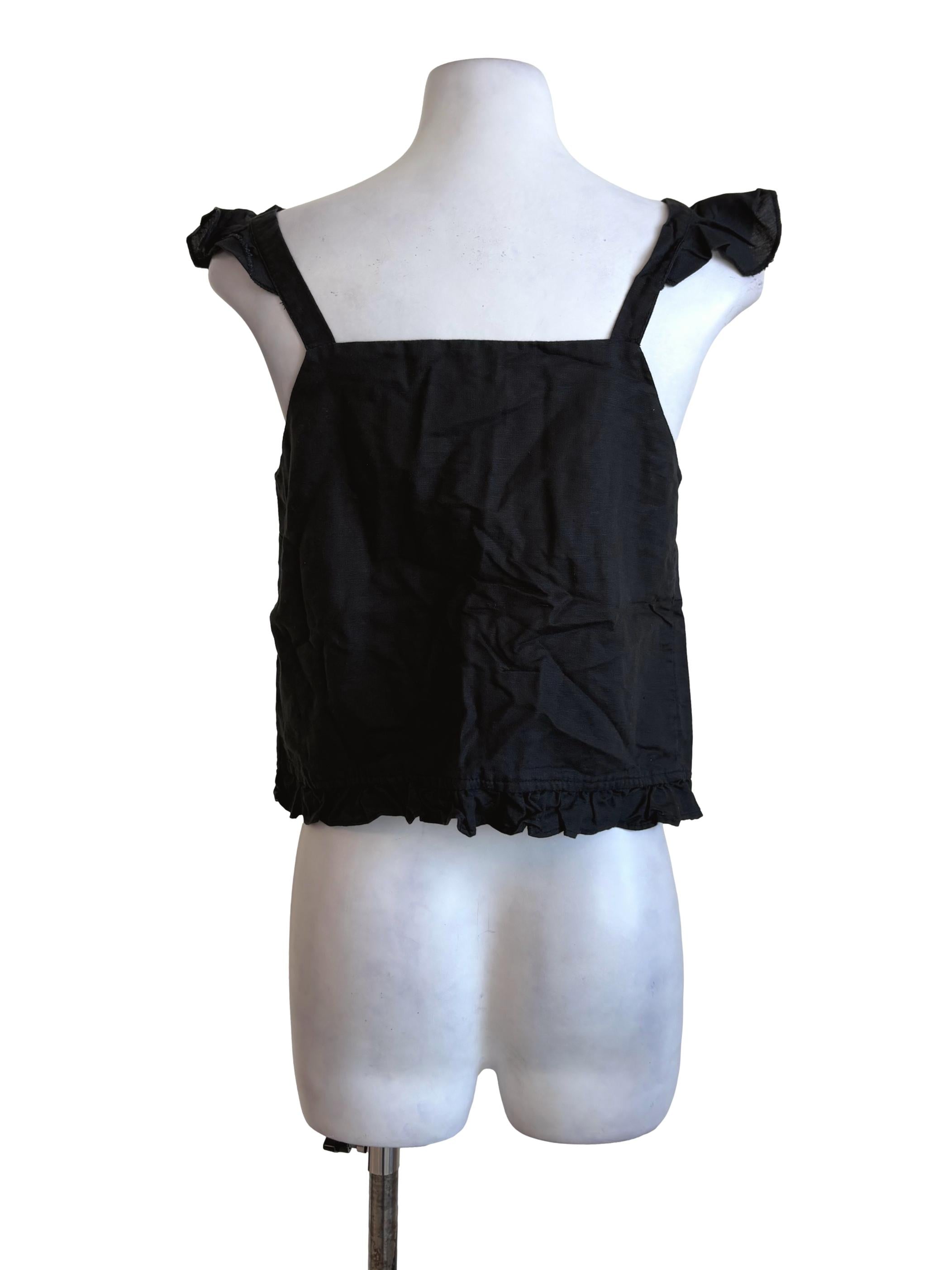 Black Button Ruffle Top TEM