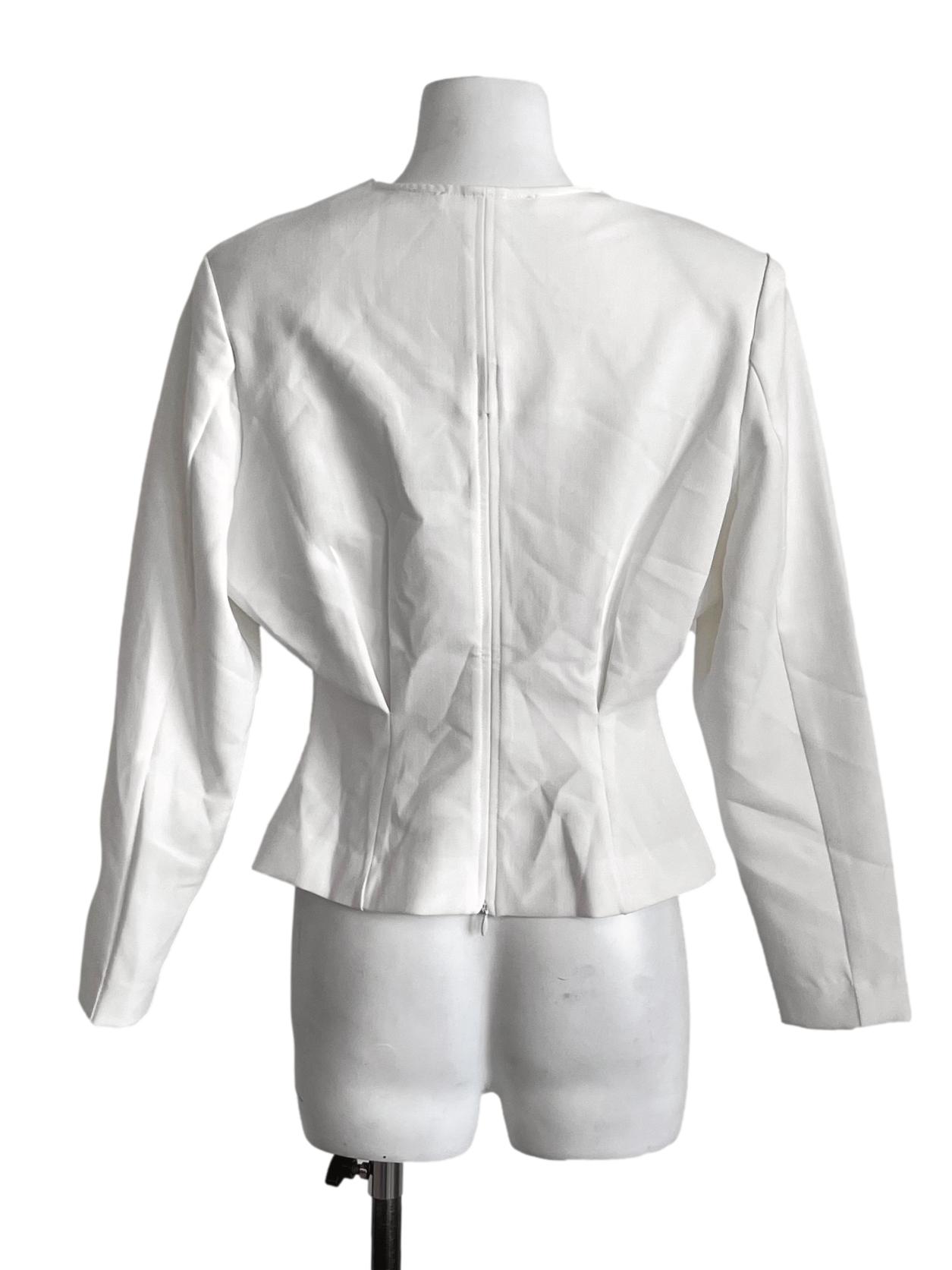 Ivory White V-Neck Elegant Blouse LB