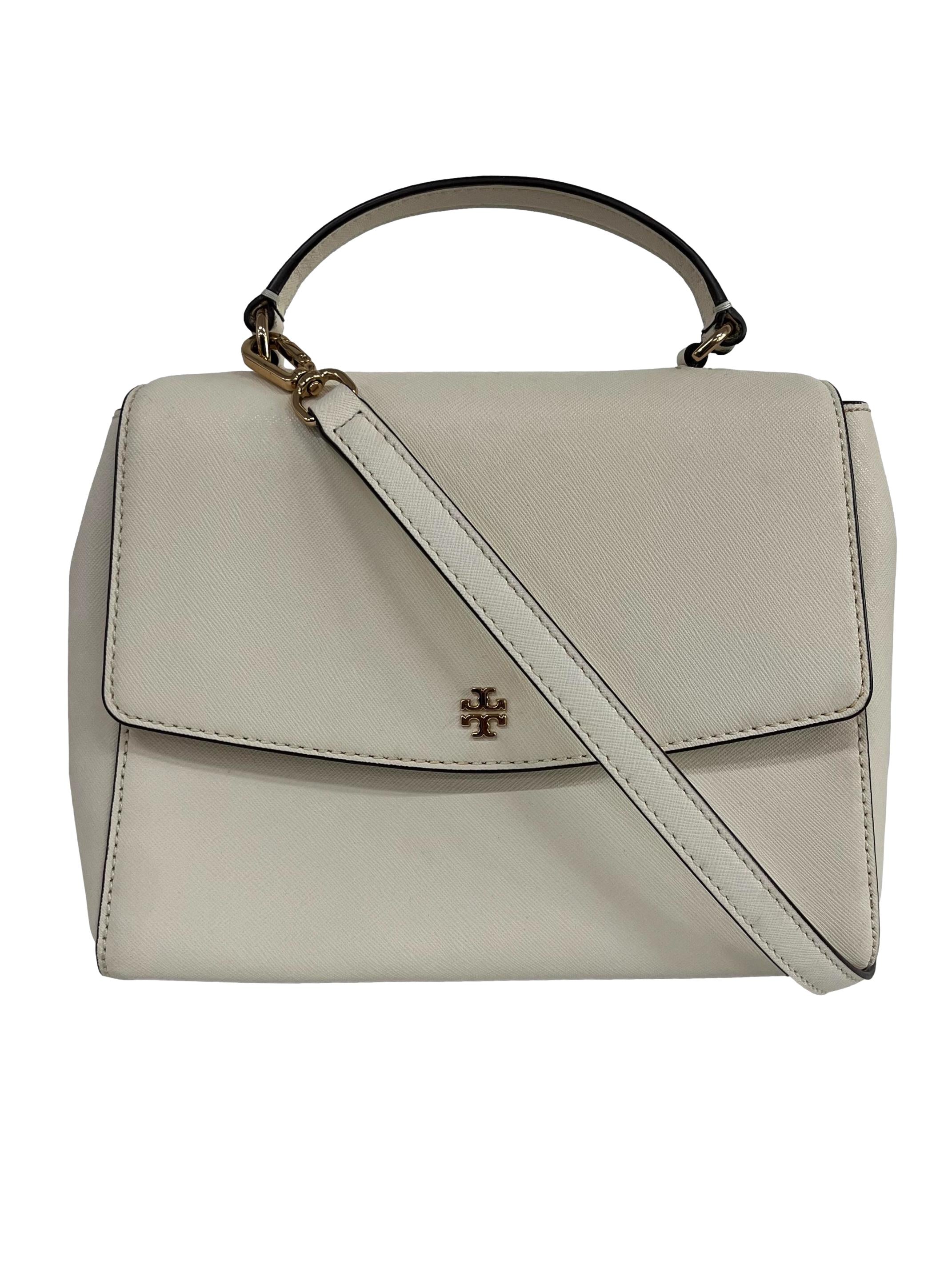 White Leather Tory Bruch- Top Emerso Structured Srtche Handbag CSN