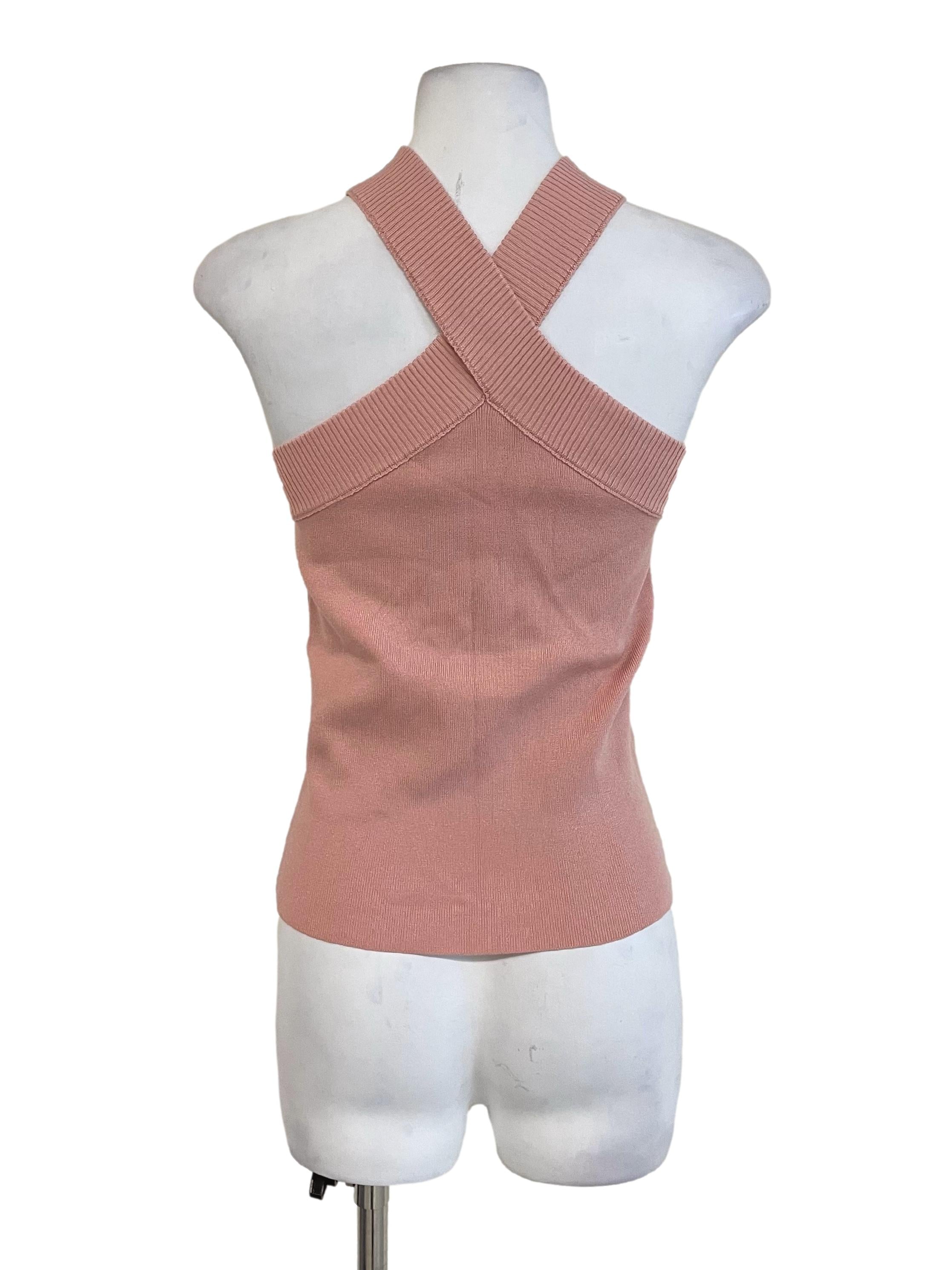 Peach Halter Neck Knit Top