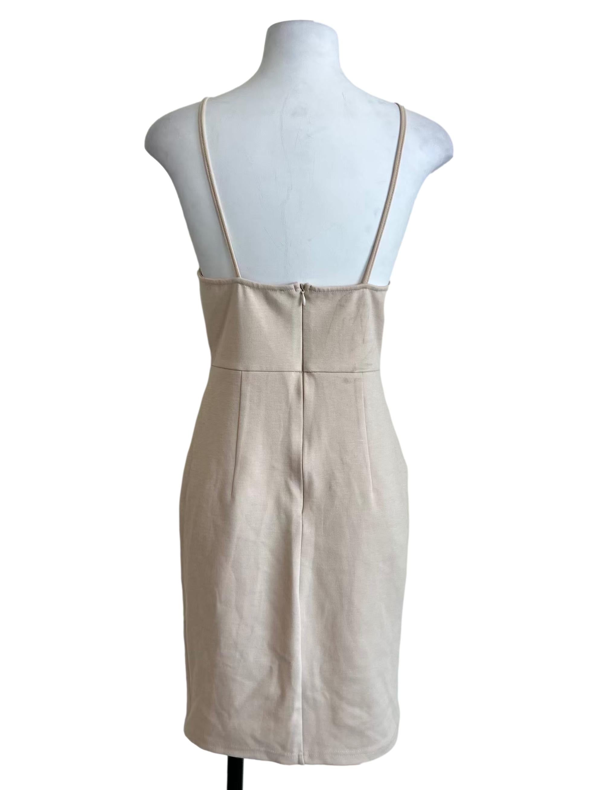Beige Neck Detail Dress LB