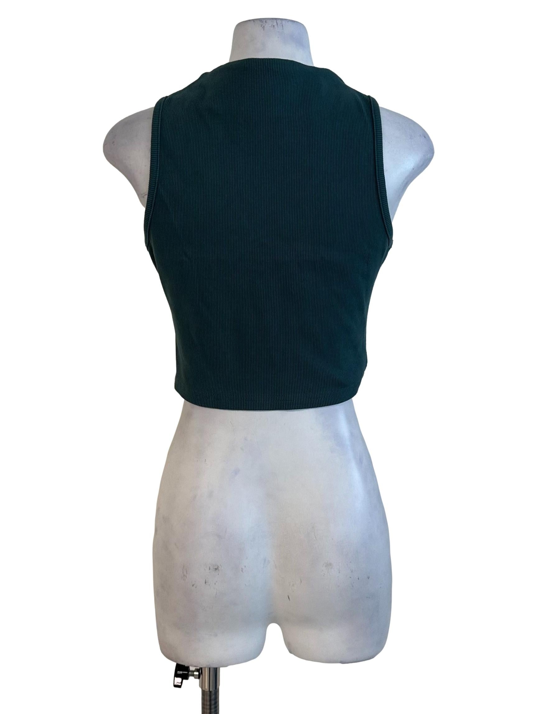 Forest Green Knit Zipped Tank Top
