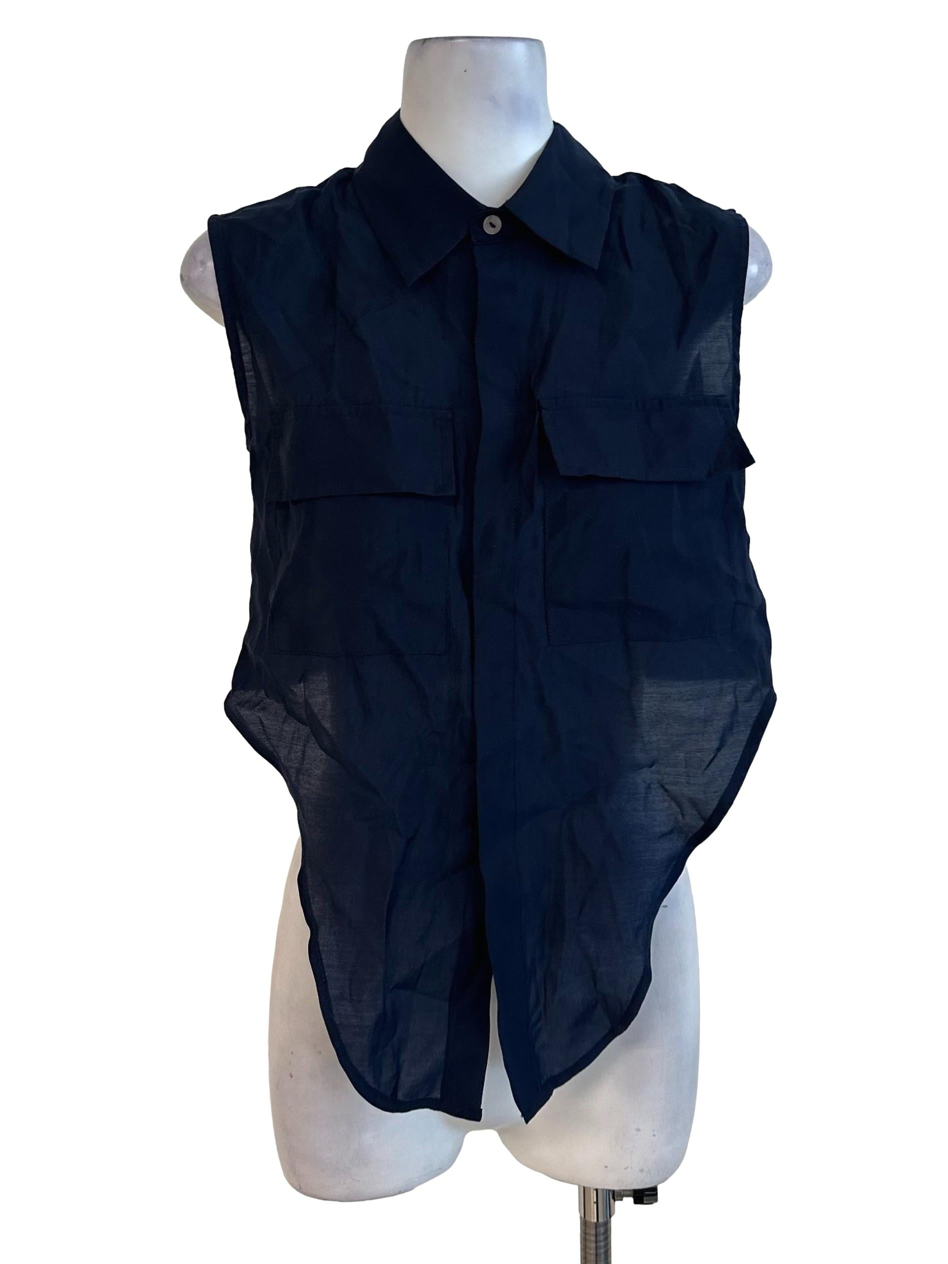 Dark Blue Collar Button Top
