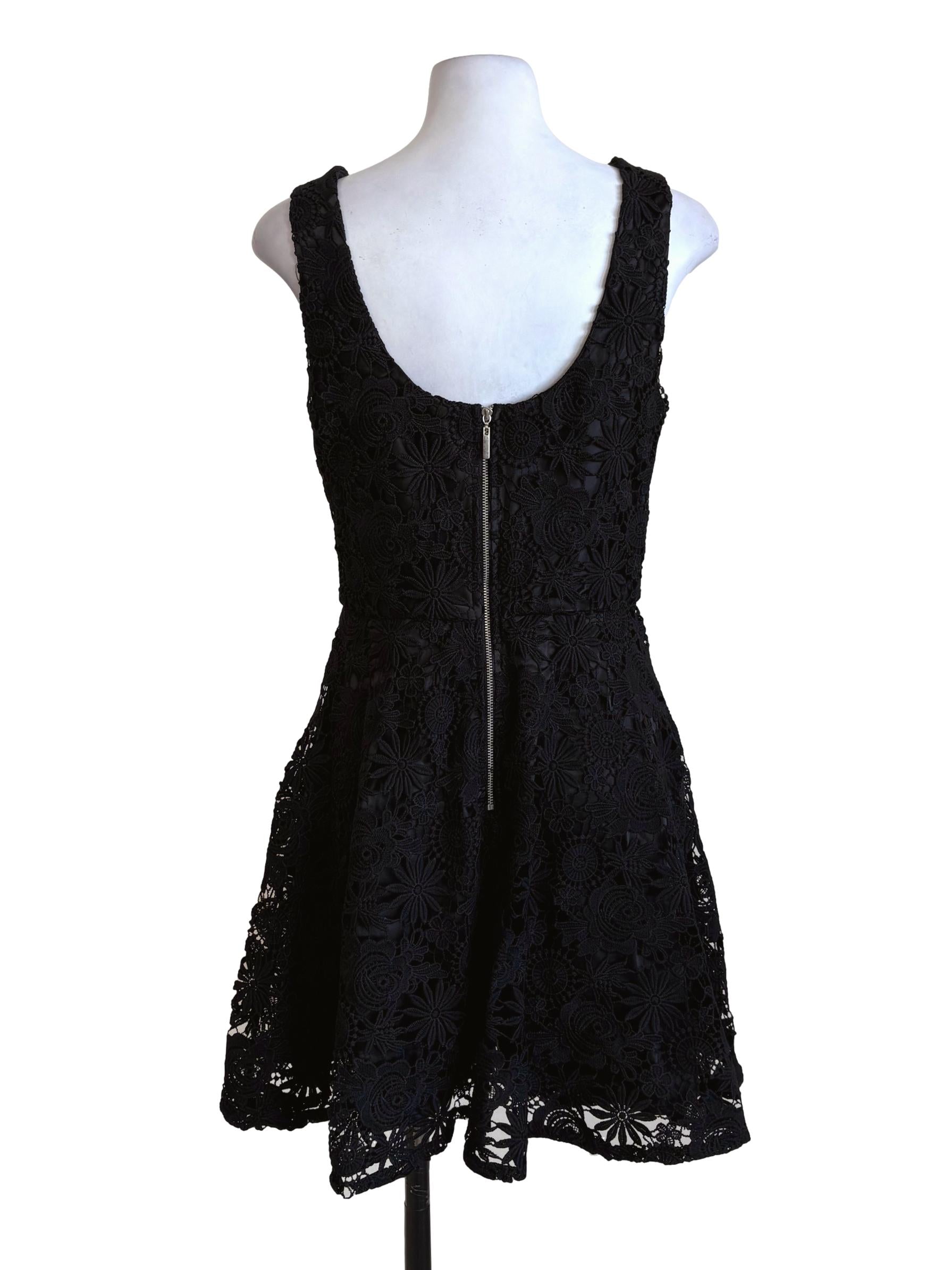 Black Floral Lace A-Line Dress