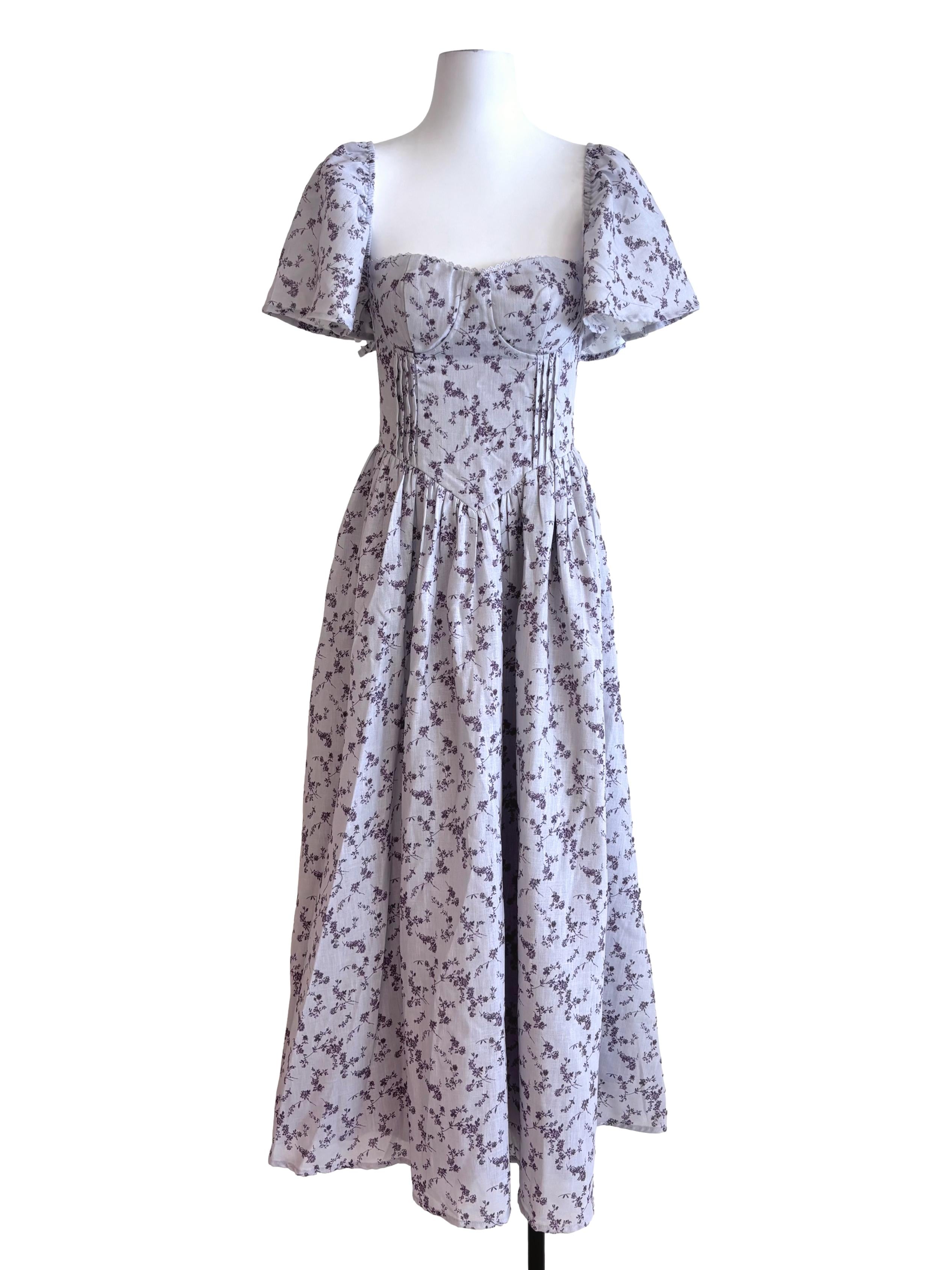 Grey Purple Alaysa Padded Maxi Dress