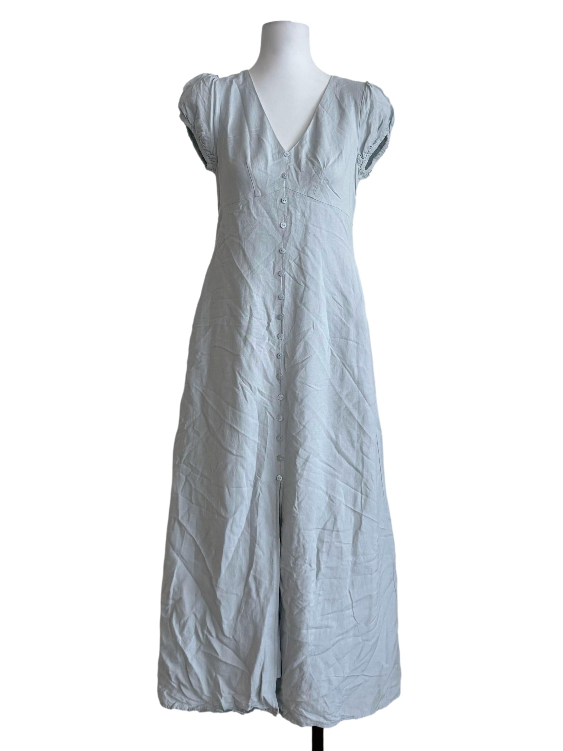 Sky Blue V-Neck Dress