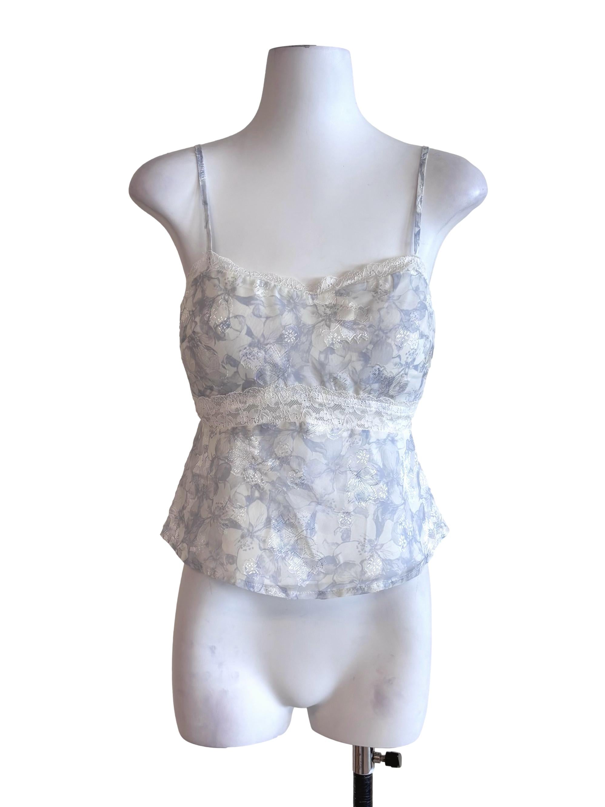 White Floral Irina Lace Trim Padded Top TTR