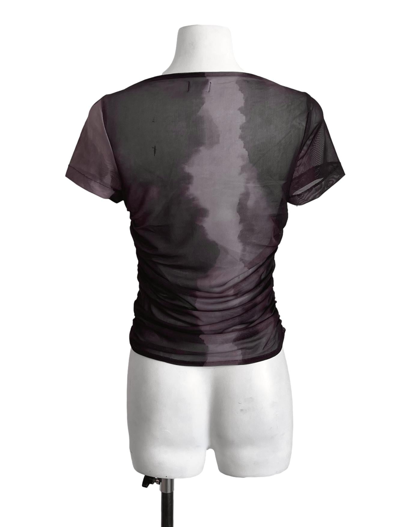 Penny Brown Abstract Mesh Top