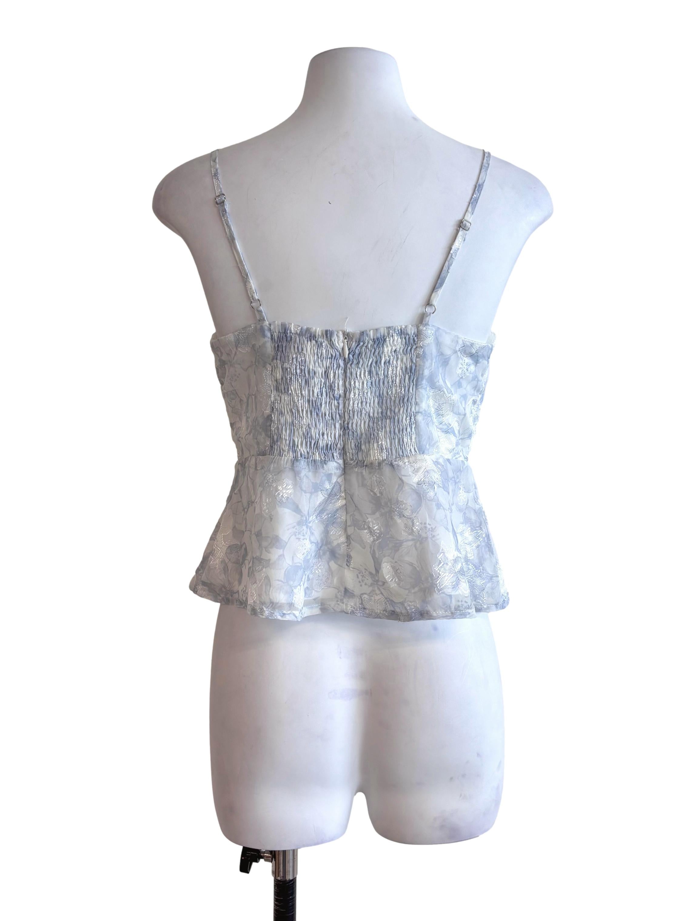 White Floral Irina Lace Trim Padded Top TTR