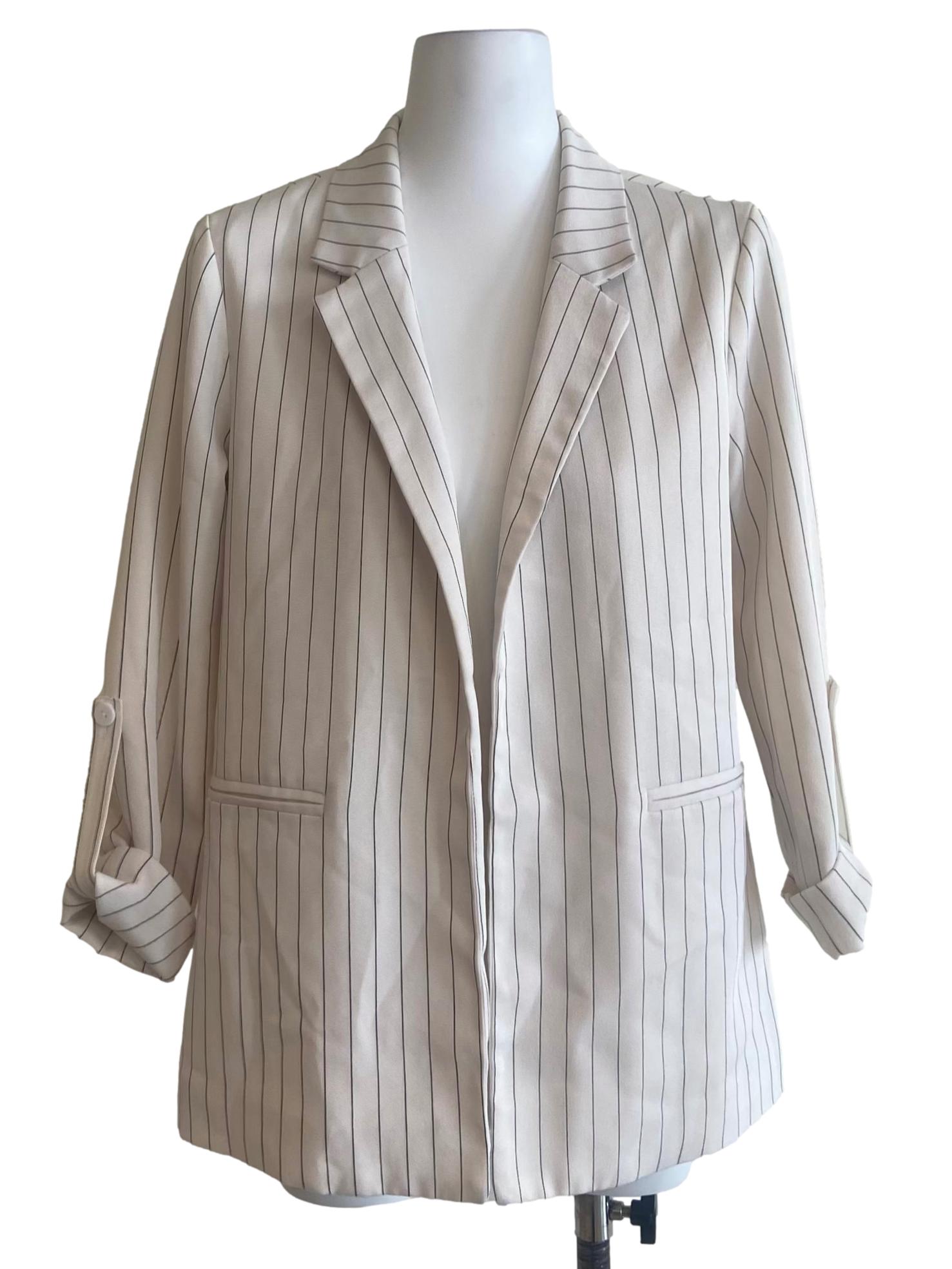 Black & White Stripe Herringbone Blazer