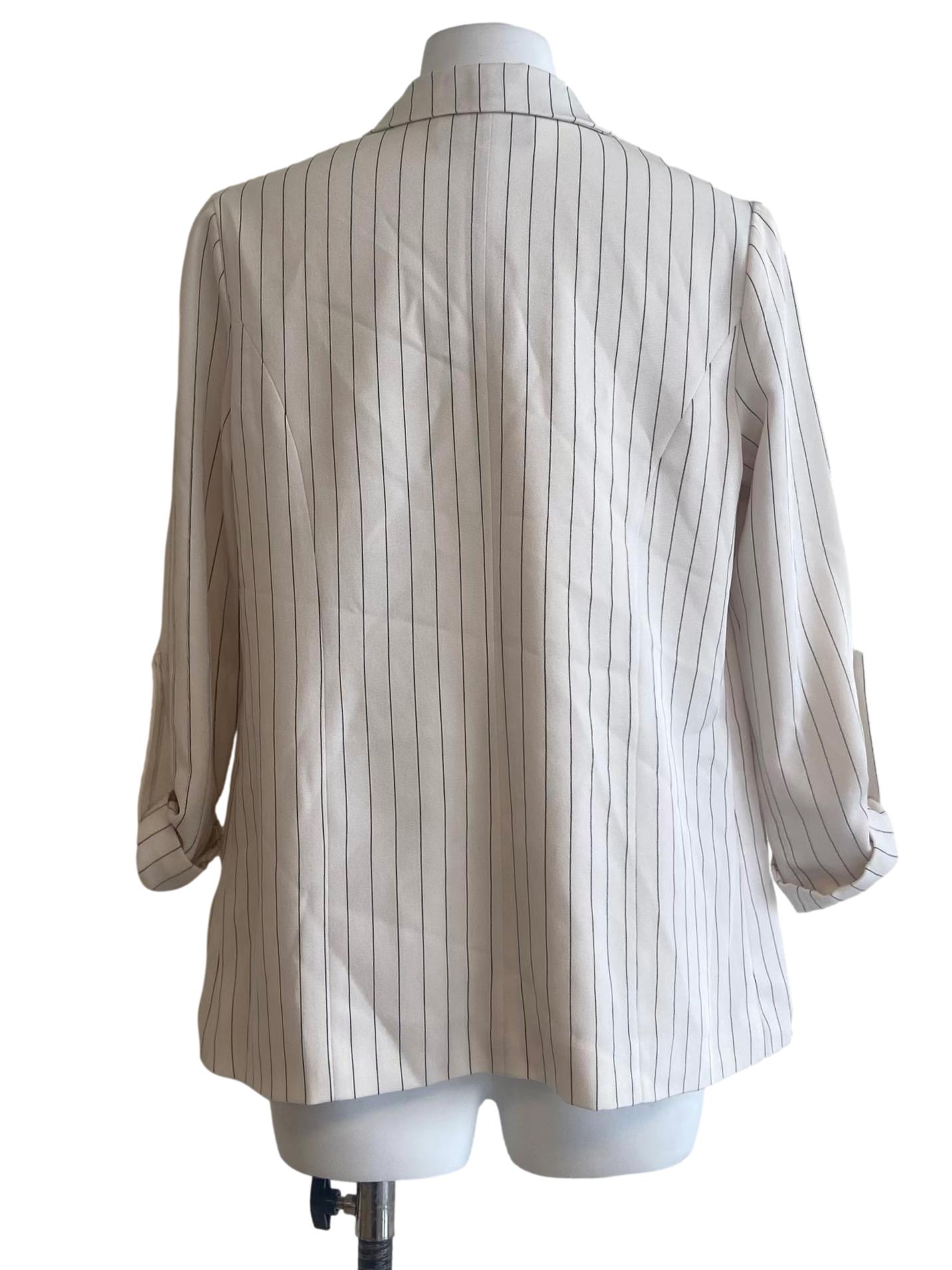 Black & White Stripe Herringbone Blazer