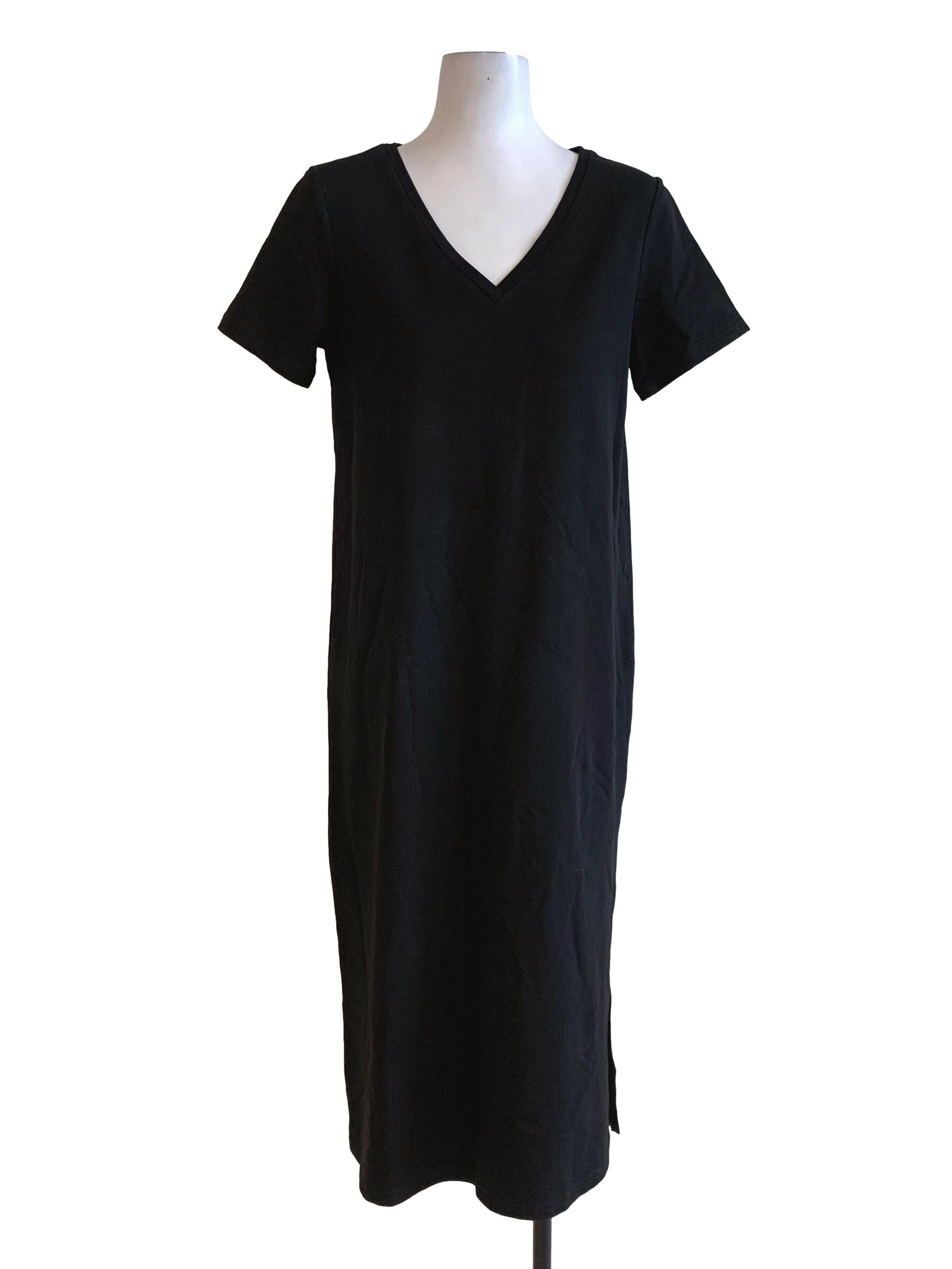 Black V-Neck Shift Dress