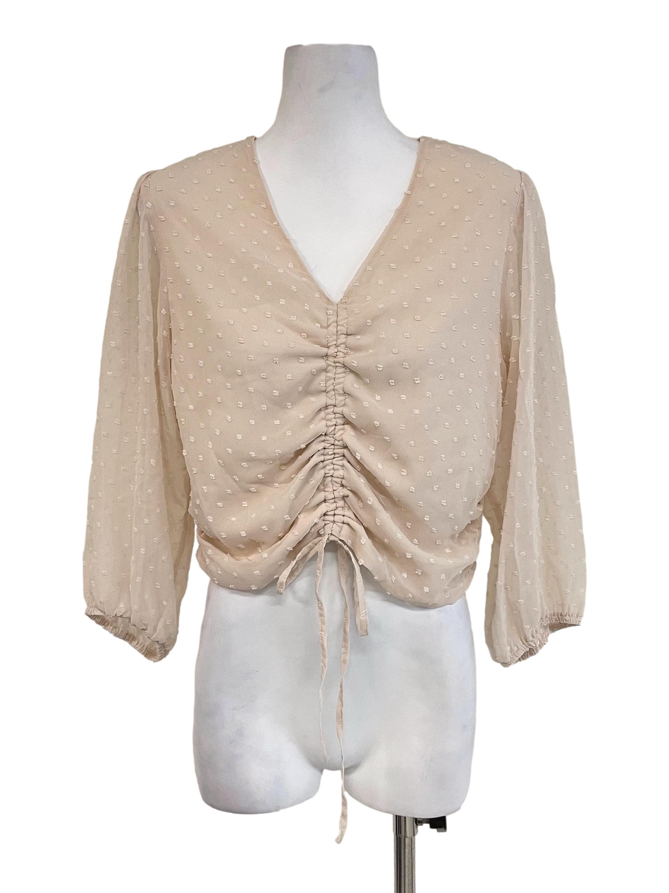 Ivory Scrunch Chiffon Top