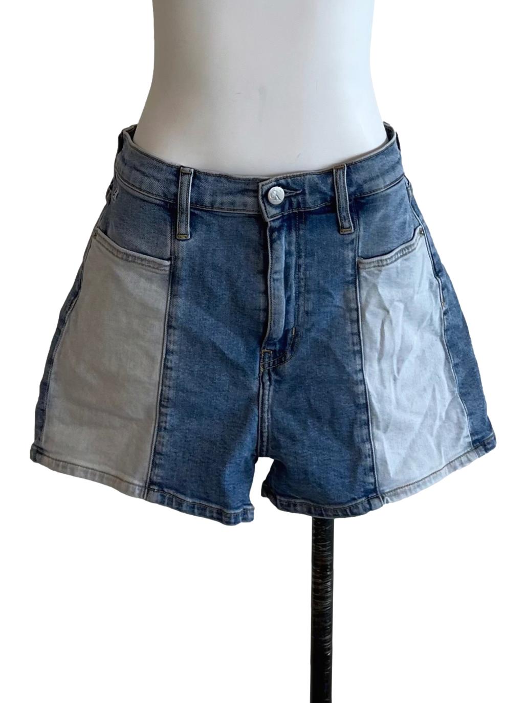 Blue Denim High-Waisted Shorts