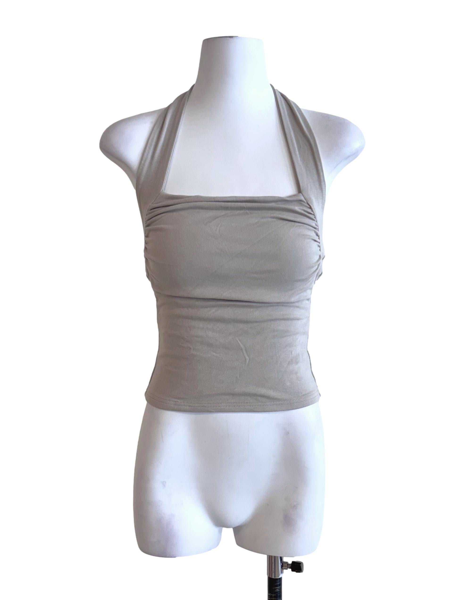 Smoke Grey Halter Fitted Top