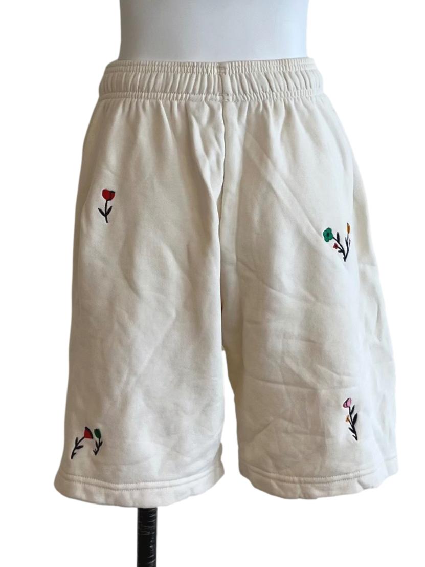 Cream Floral Relaxed Shorts