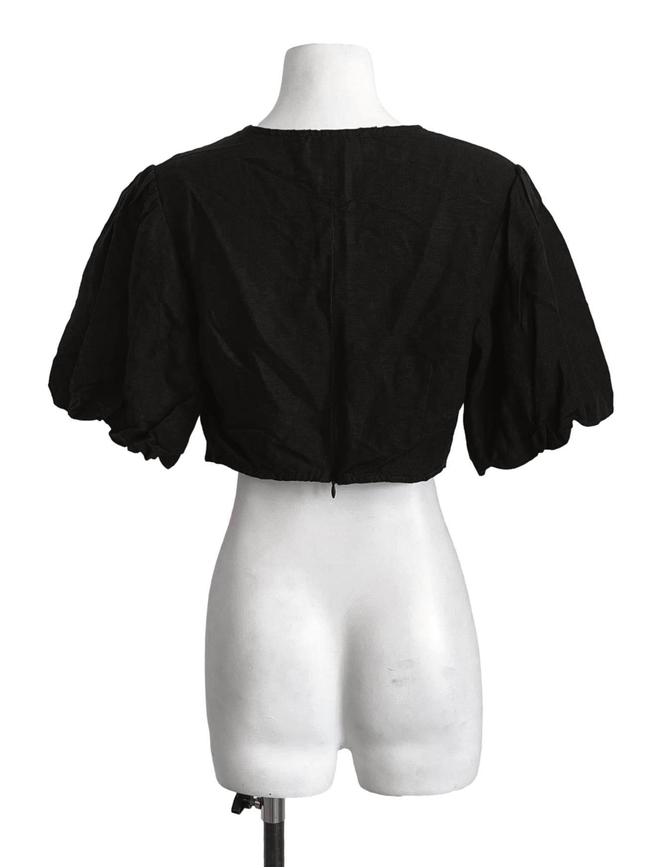Navy Blue Puff Sleeve Blouse LB