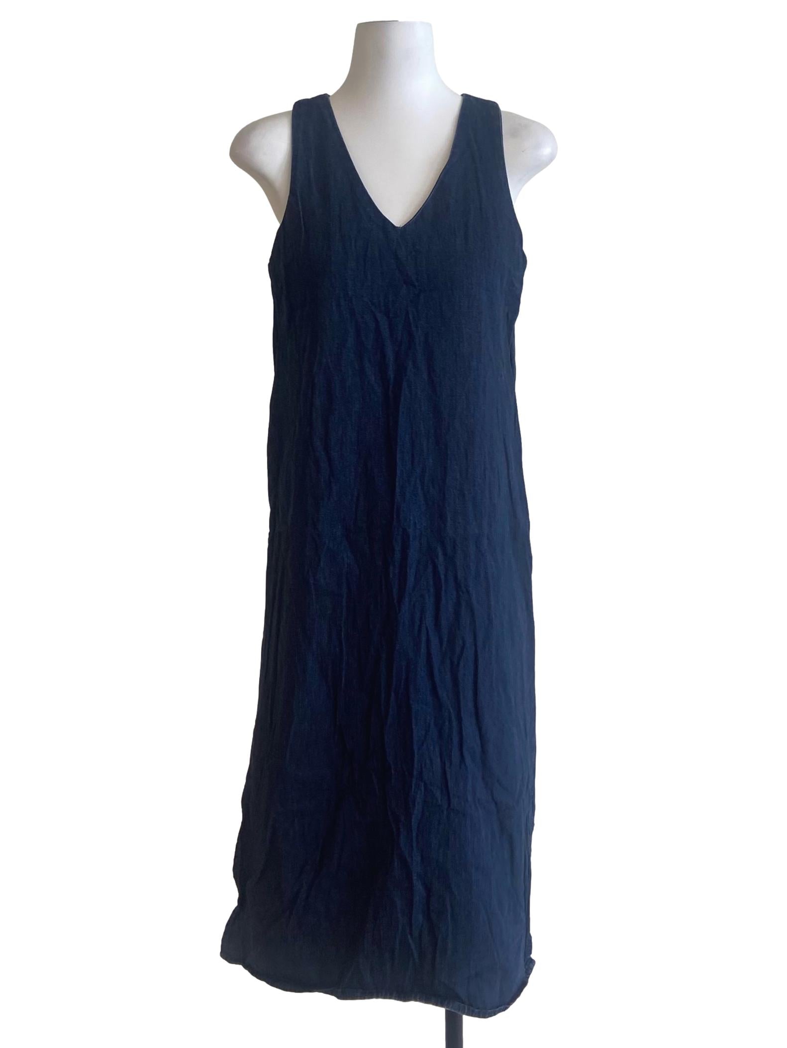 Blue Denim Herringbone Slip Dress